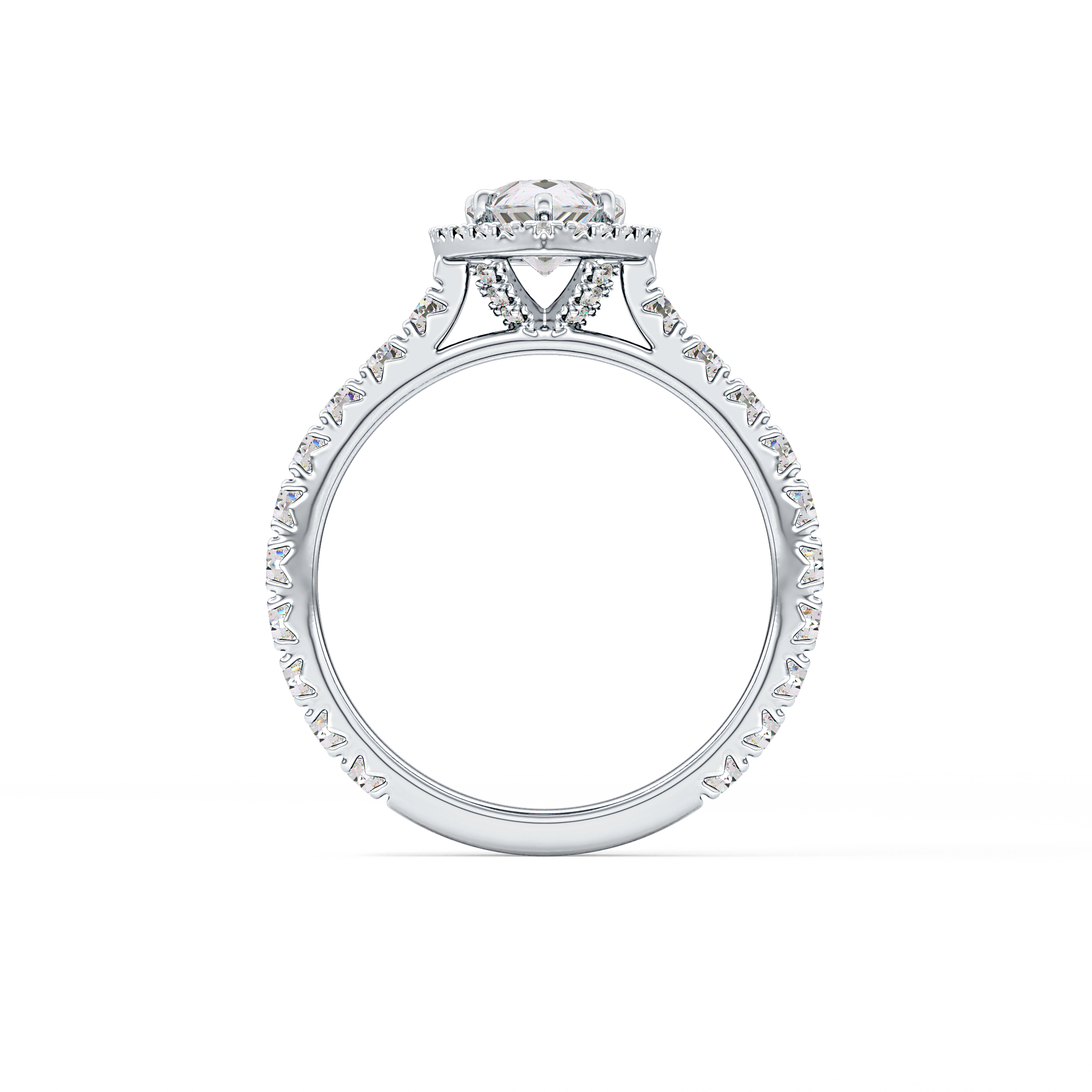 Pear Halo & Pave Lab Grown Diamond Engagement Ring