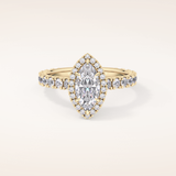 0.82 CT Marquise Shaped Halo & Pave Moissanite Engagement Ring