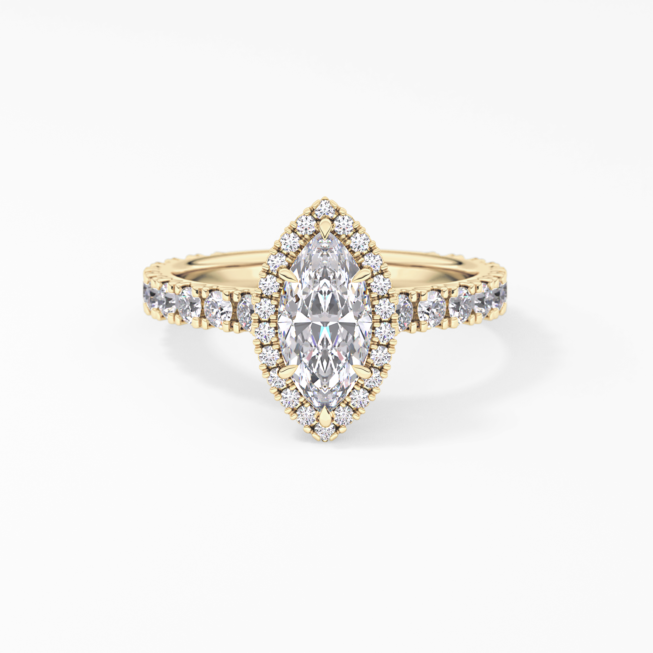 Marquise Halo & Pave Lab Grown Diamond Engagement Ring
