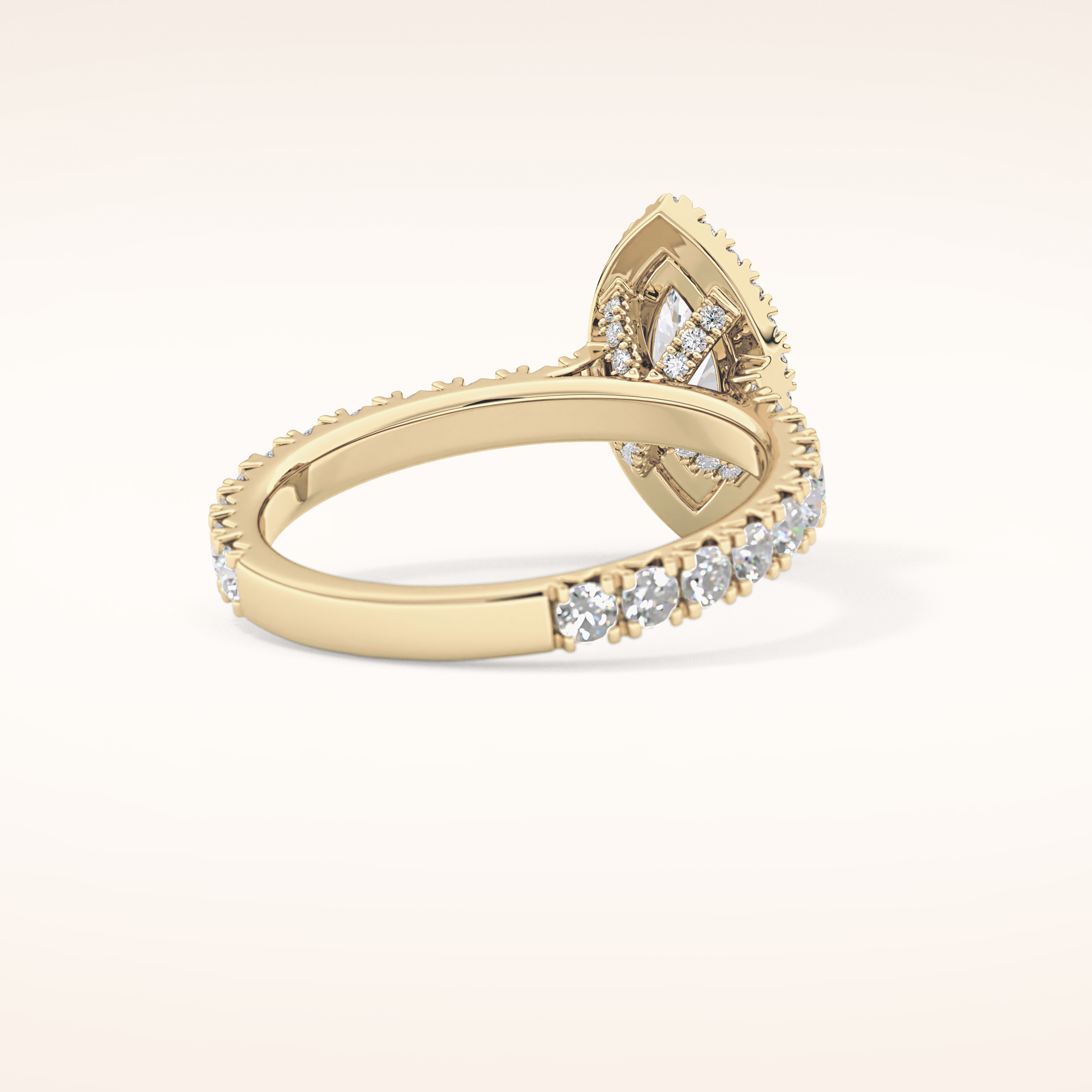 0.82 CT Marquise Shaped Halo & Pave Moissanite Engagement Ring