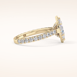 0.82 CT Marquise Shaped Halo & Pave Moissanite Engagement Ring