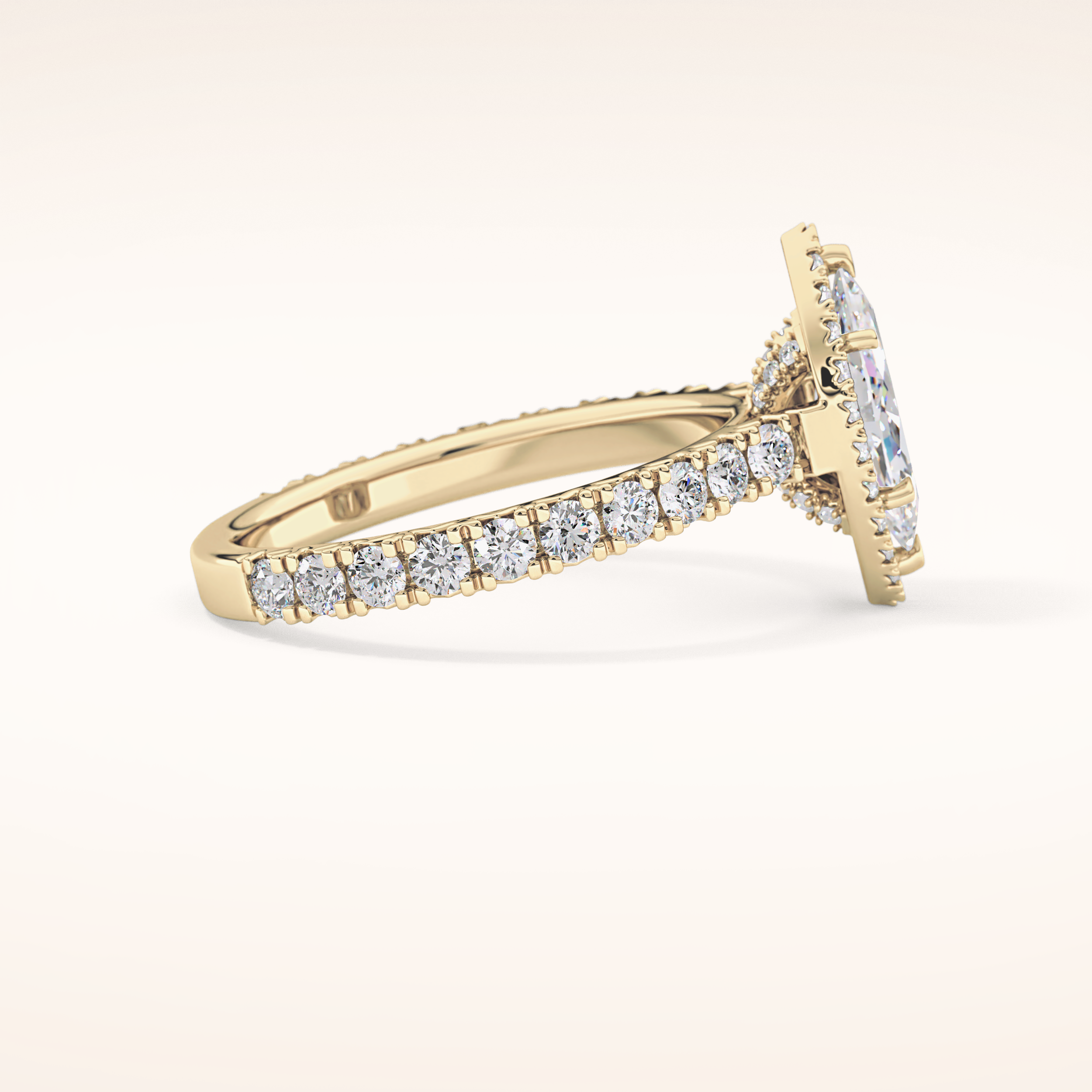 0.82 CT Marquise Shaped Halo & Pave Moissanite Engagement Ring