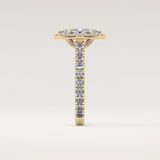 0.82 CT Marquise Shaped Halo & Pave Moissanite Engagement Ring