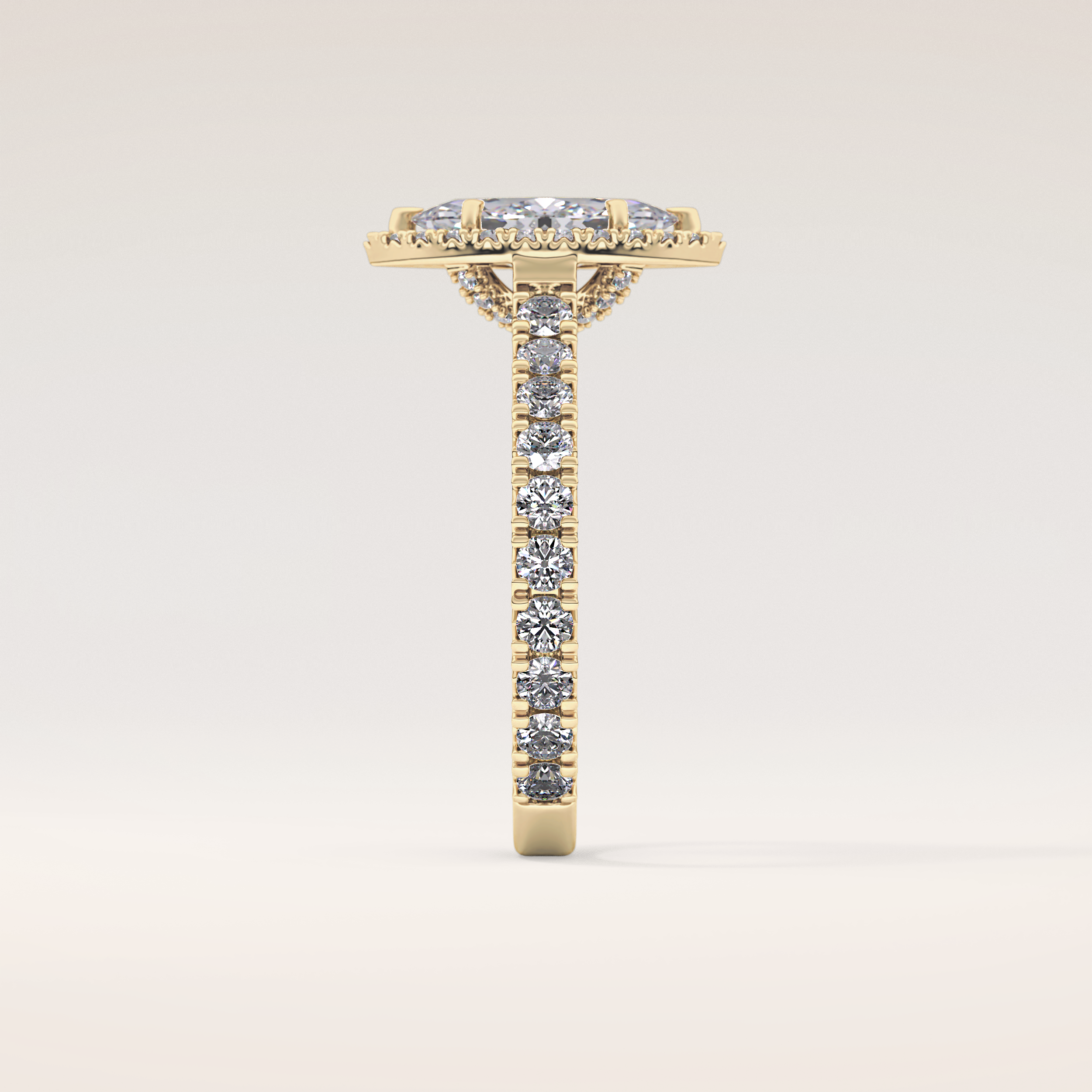 0.82 CT Marquise Shaped Halo & Pave Moissanite Engagement Ring