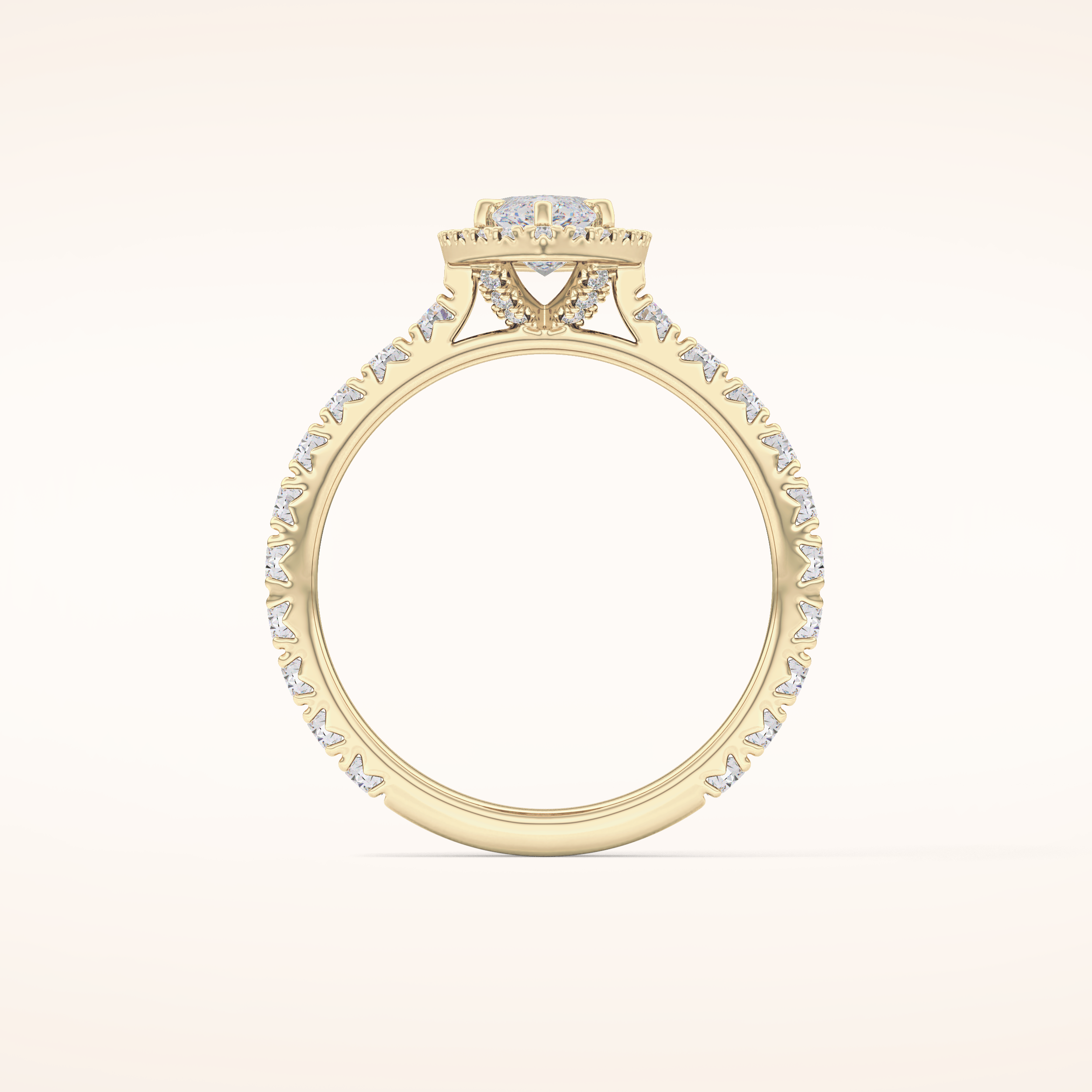 0.82 CT Marquise Shaped Halo & Pave Moissanite Engagement Ring