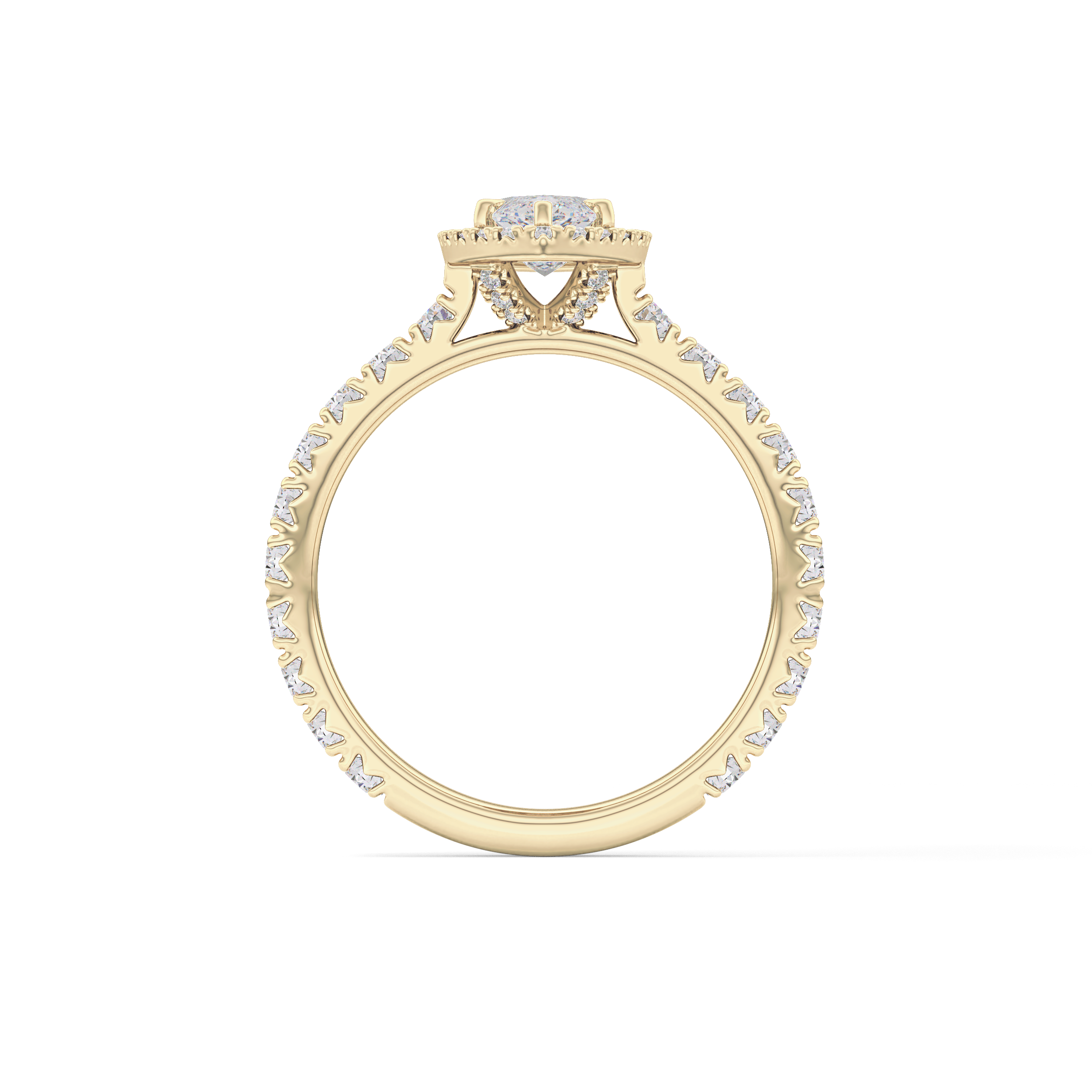 Marquise Halo & Pave Lab Grown Diamond Engagement Ring