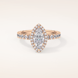 0.82 CT Marquise Shaped Halo & Pave Moissanite Engagement Ring