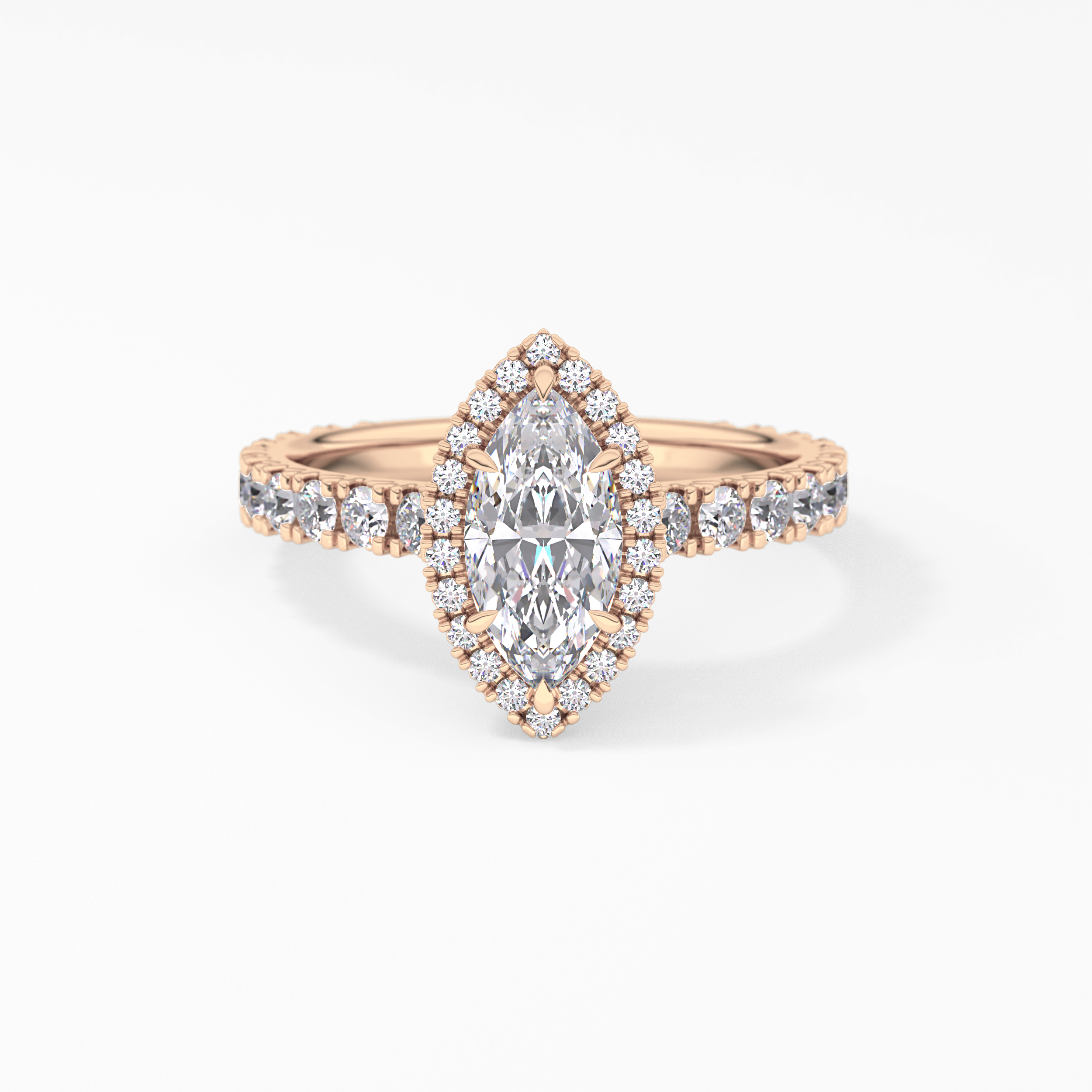 Marquise Halo & Pave Lab Grown Diamond Engagement Ring