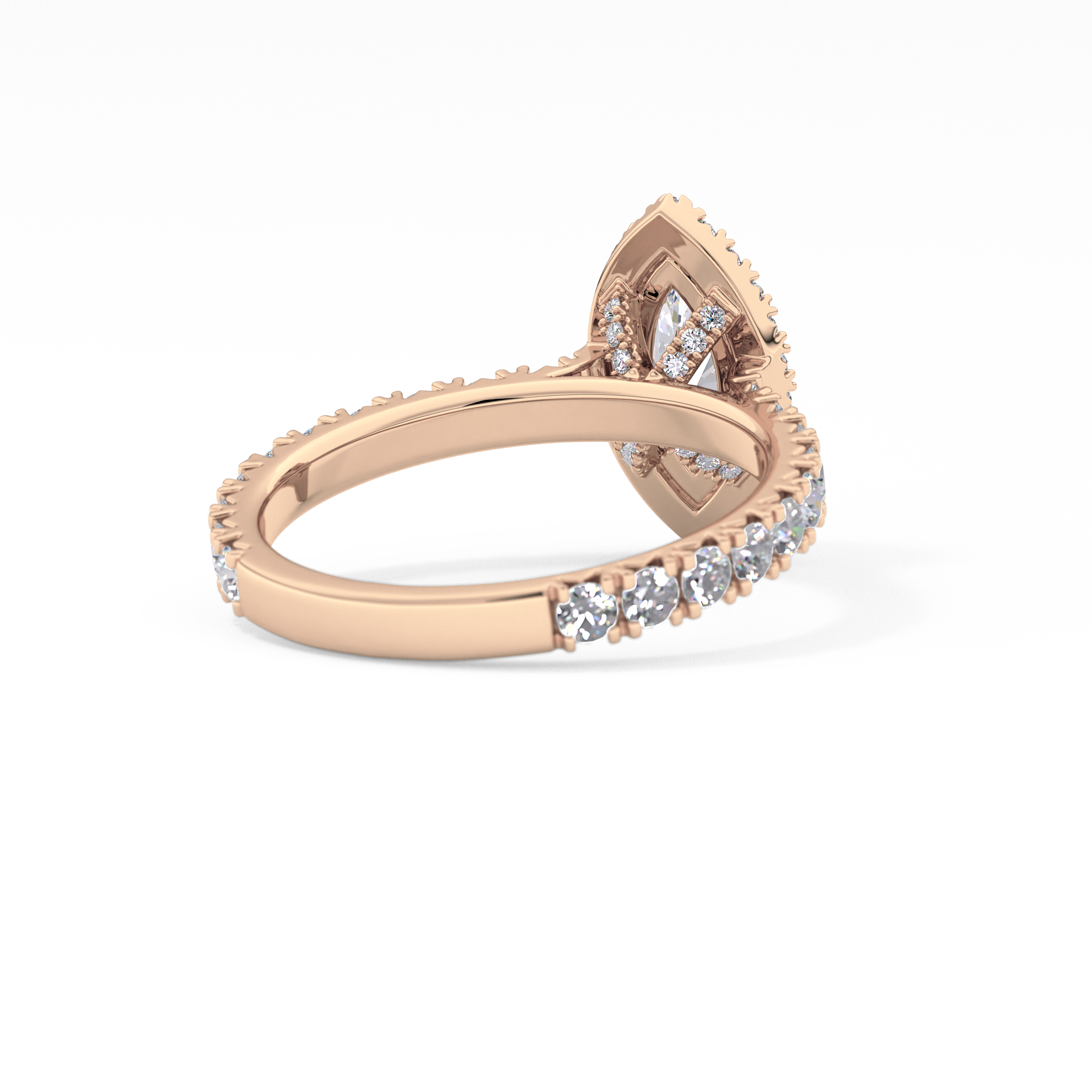 Marquise Halo & Pave Lab Grown Diamond Engagement Ring