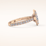 0.82 CT Marquise Shaped Halo & Pave Moissanite Engagement Ring