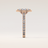 0.82 CT Marquise Shaped Halo & Pave Moissanite Engagement Ring