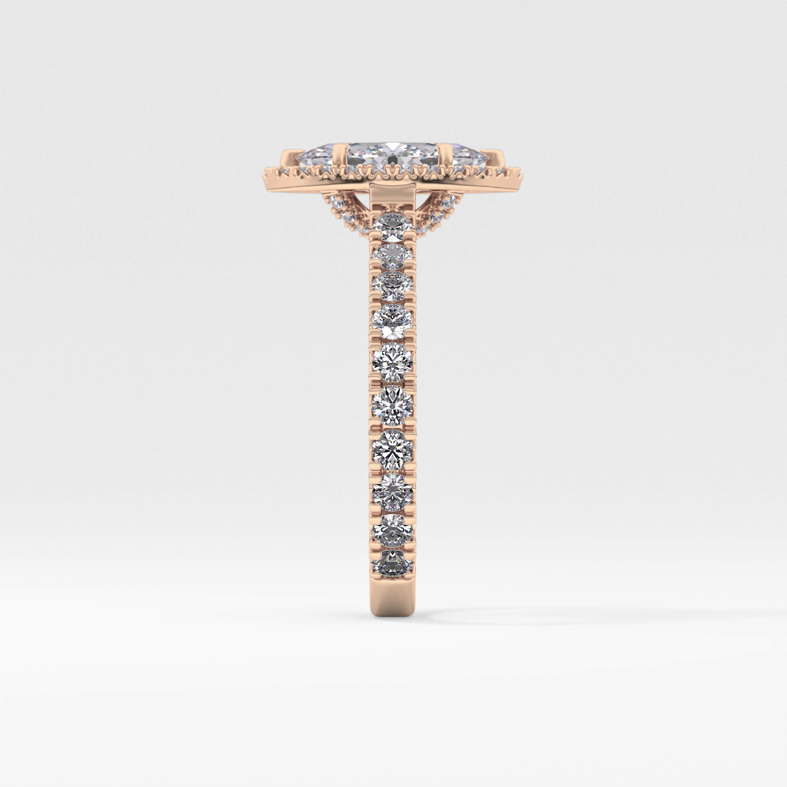 Marquise Halo & Pave Lab Grown Diamond Engagement Ring