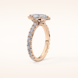 0.82 CT Marquise Shaped Halo & Pave Moissanite Engagement Ring
