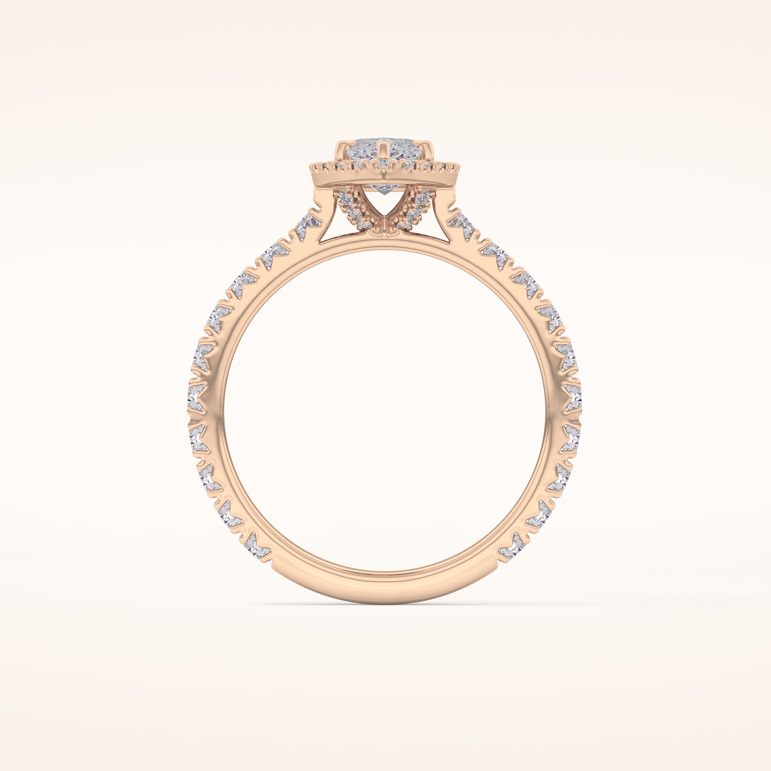 0.82 CT Marquise Shaped Halo & Pave Moissanite Engagement Ring