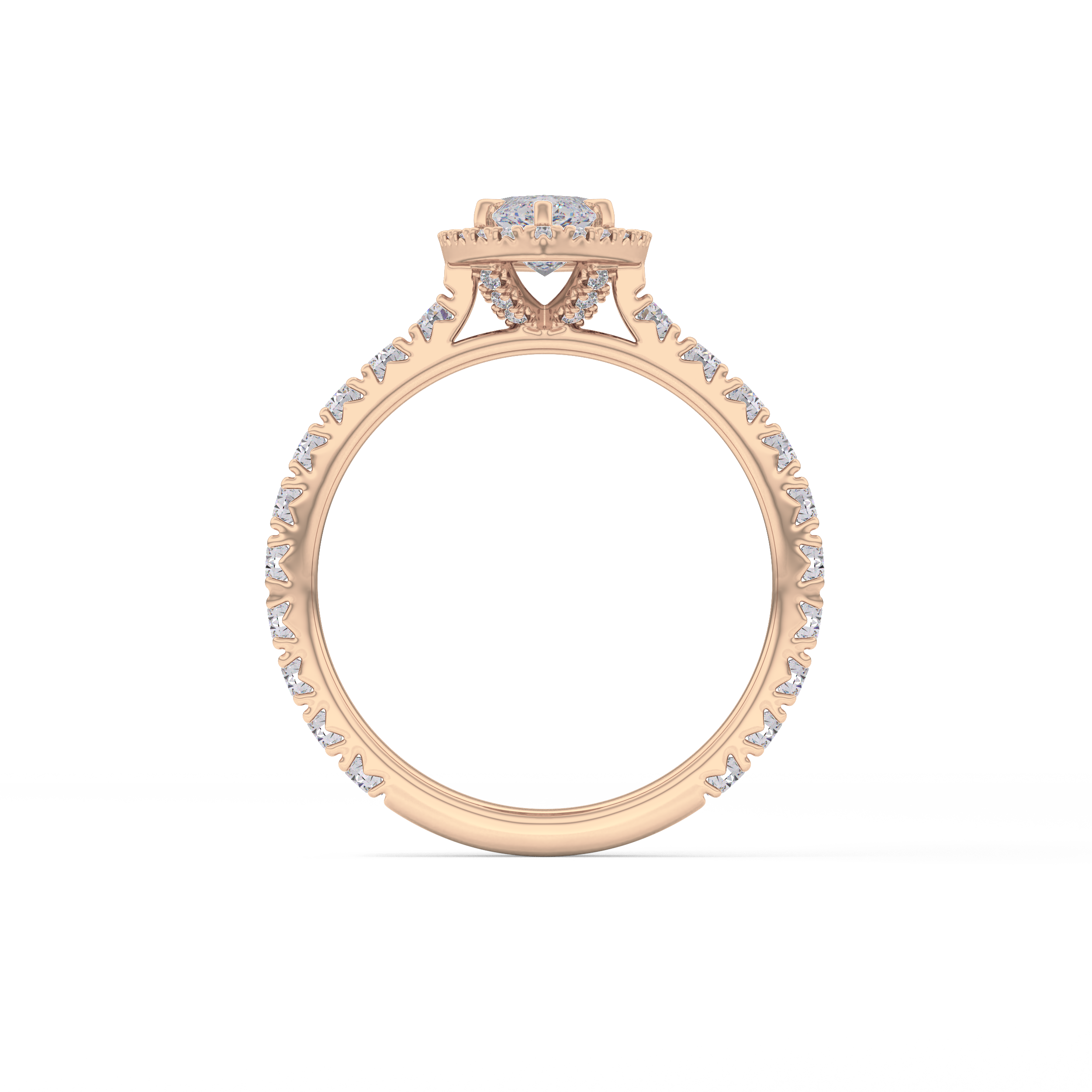 Marquise Halo & Pave Lab Grown Diamond Engagement Ring