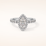0.82 CT Marquise Shaped Halo & Pave Moissanite Engagement Ring