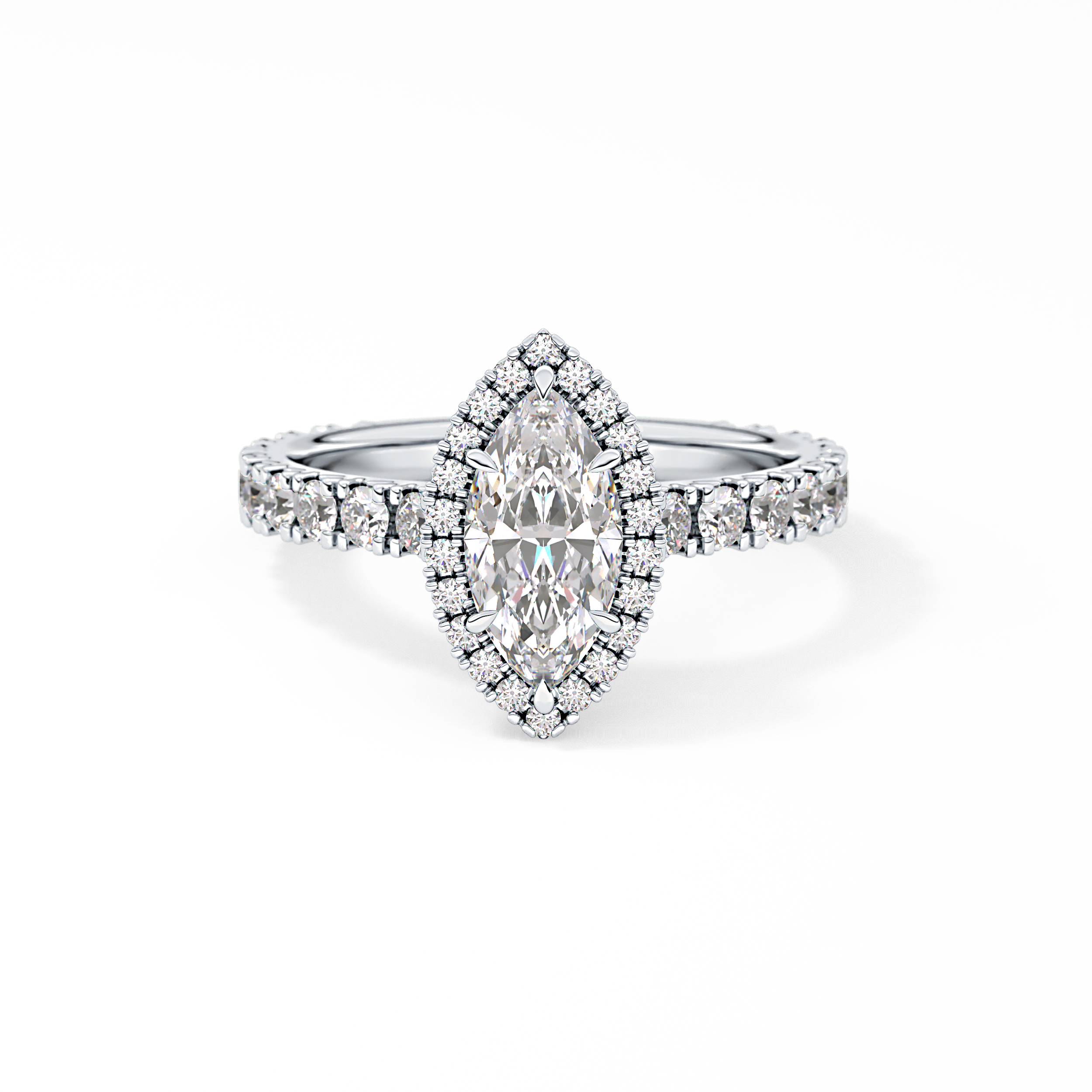 Marquise Halo & Pave Lab Grown Diamond Engagement Ring