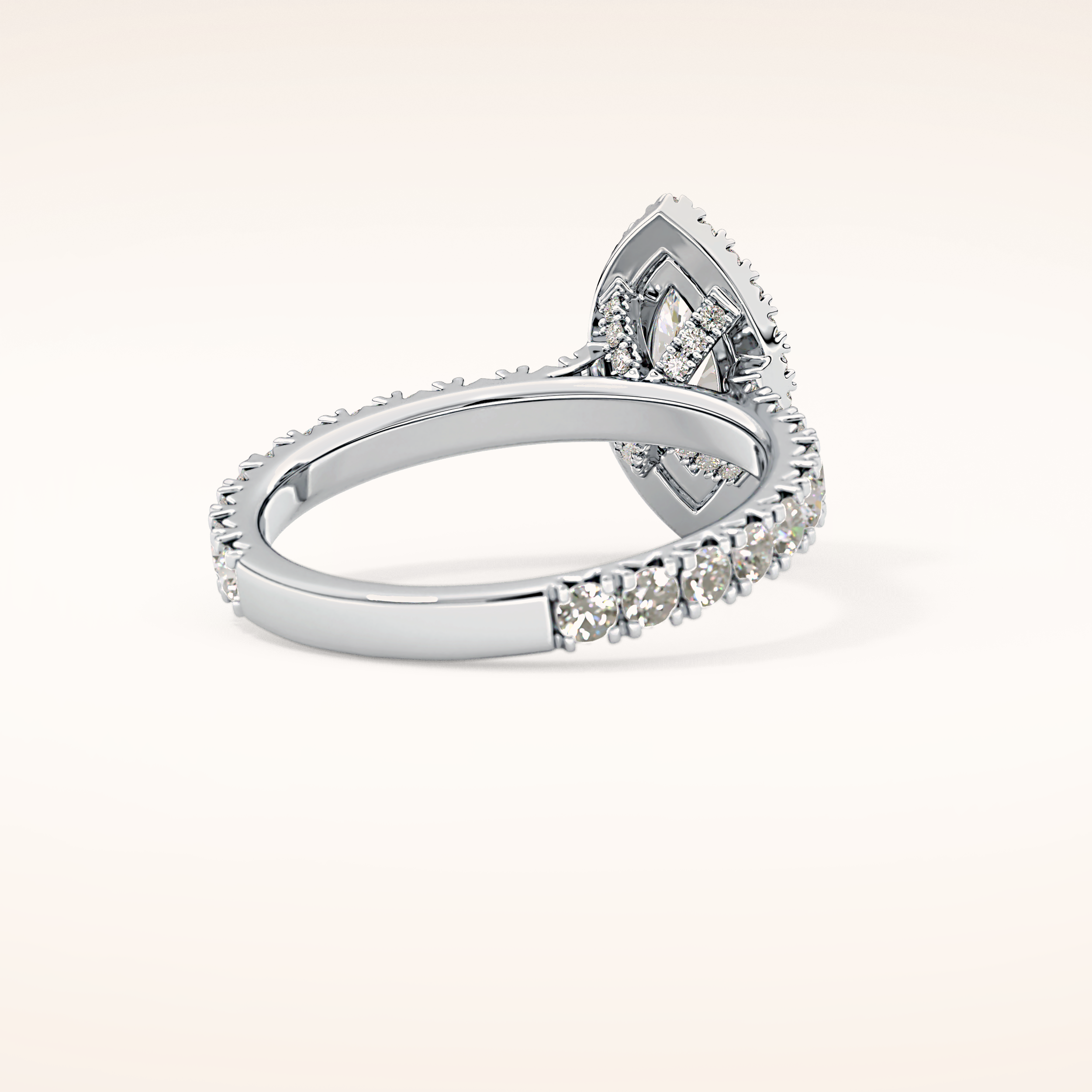0.82 CT Marquise Shaped Halo & Pave Moissanite Engagement Ring