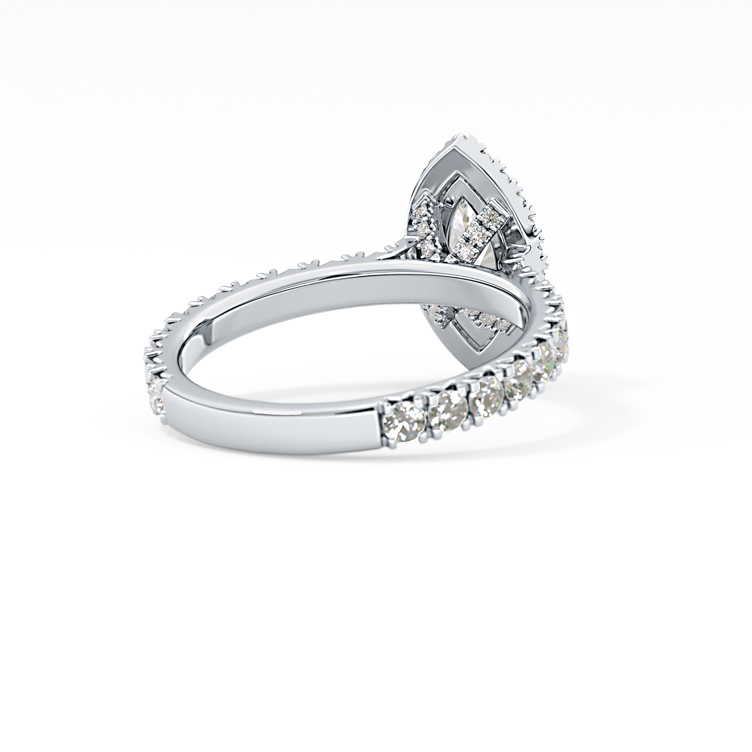 Marquise Halo & Pave Lab Grown Diamond Engagement Ring
