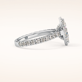 0.82 CT Marquise Shaped Halo & Pave Moissanite Engagement Ring