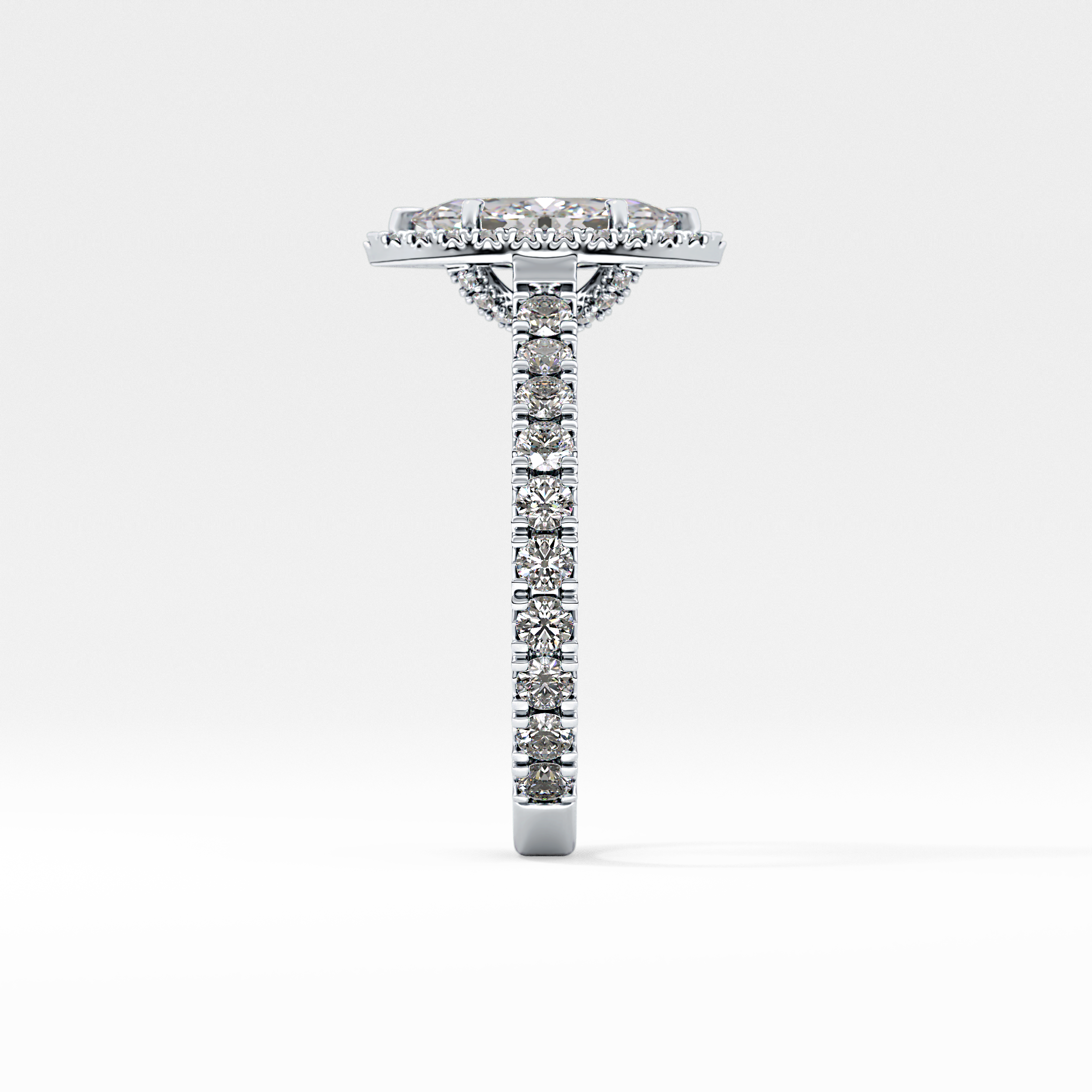 Marquise Halo & Pave Lab Grown Diamond Engagement Ring