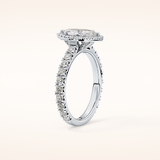 0.82 CT Marquise Shaped Halo & Pave Moissanite Engagement Ring