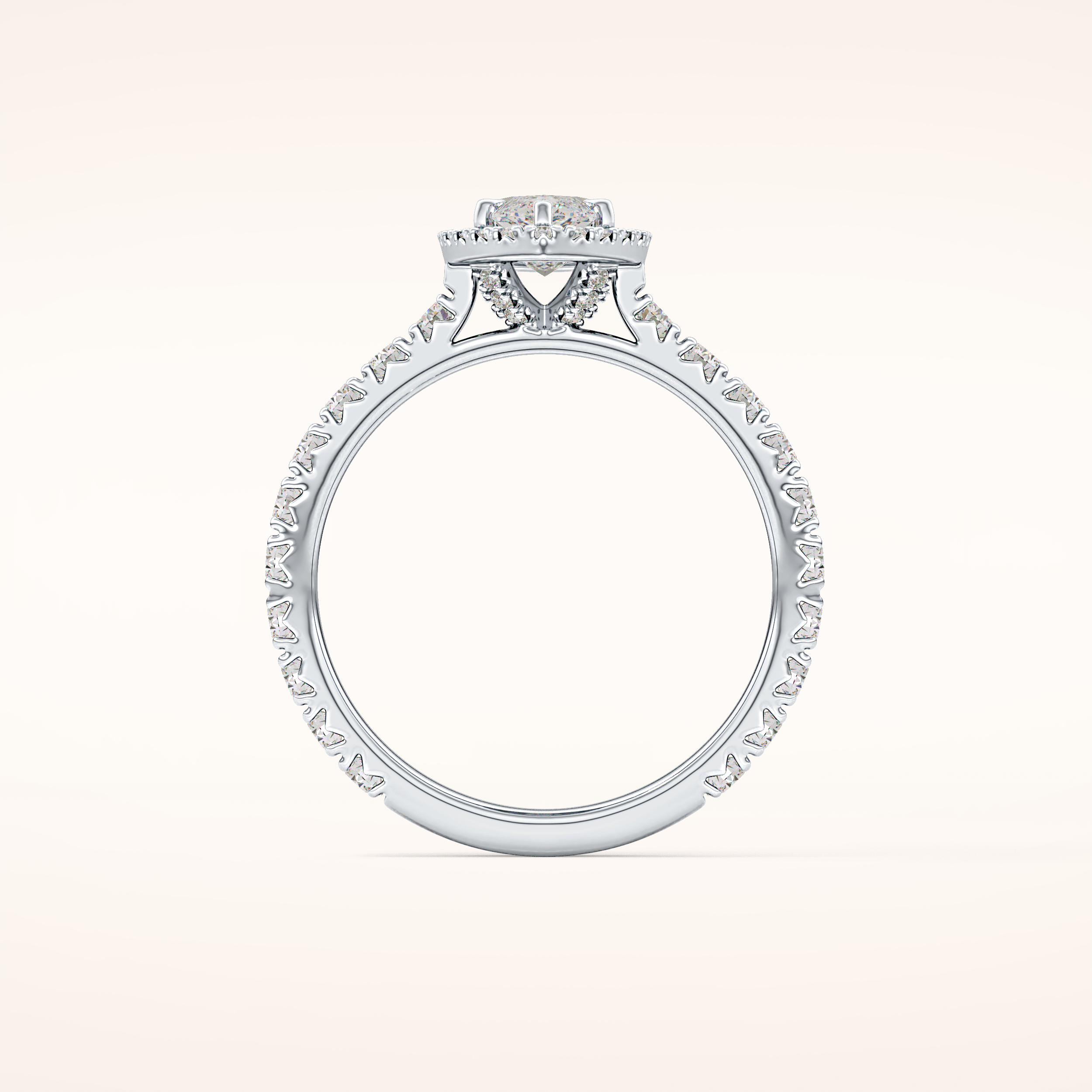 0.82 CT Marquise Shaped Halo & Pave Moissanite Engagement Ring