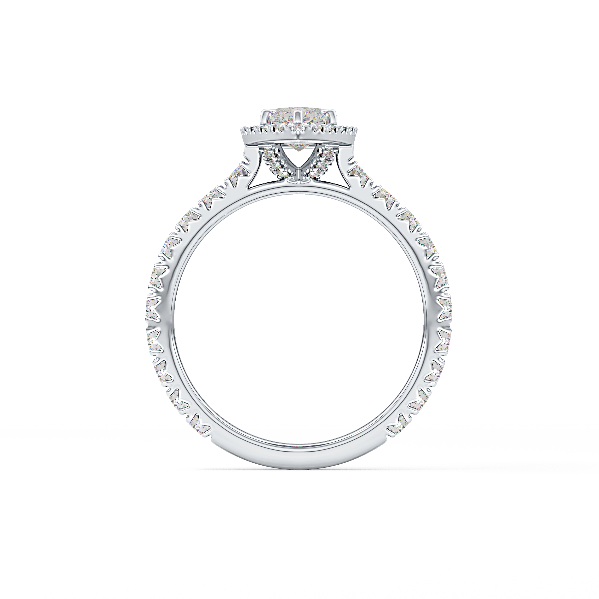 Marquise Halo & Pave Lab Grown Diamond Engagement Ring