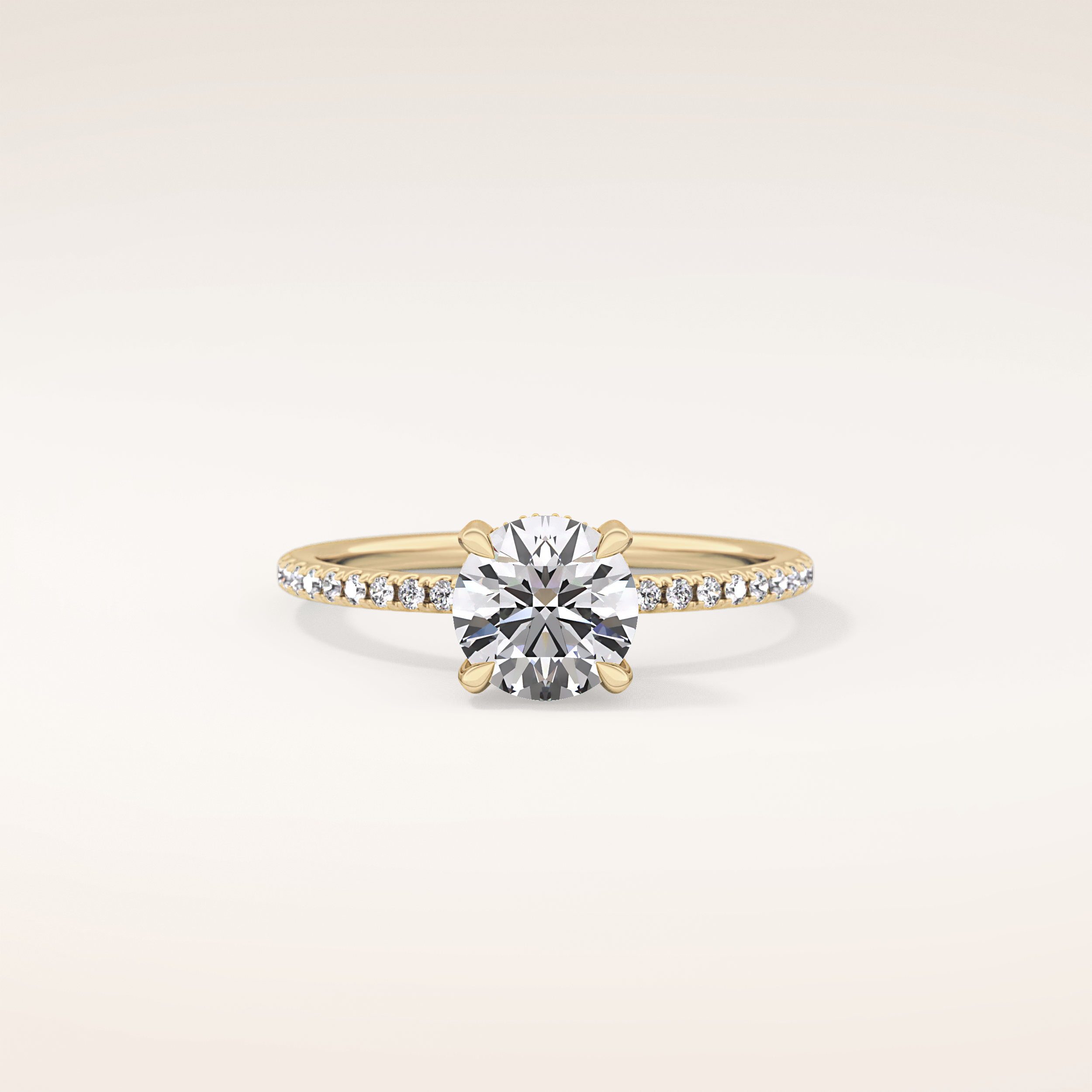 1.03 CT Round Shaped Hidden Halo & Pave Moissanite Engagement Ring