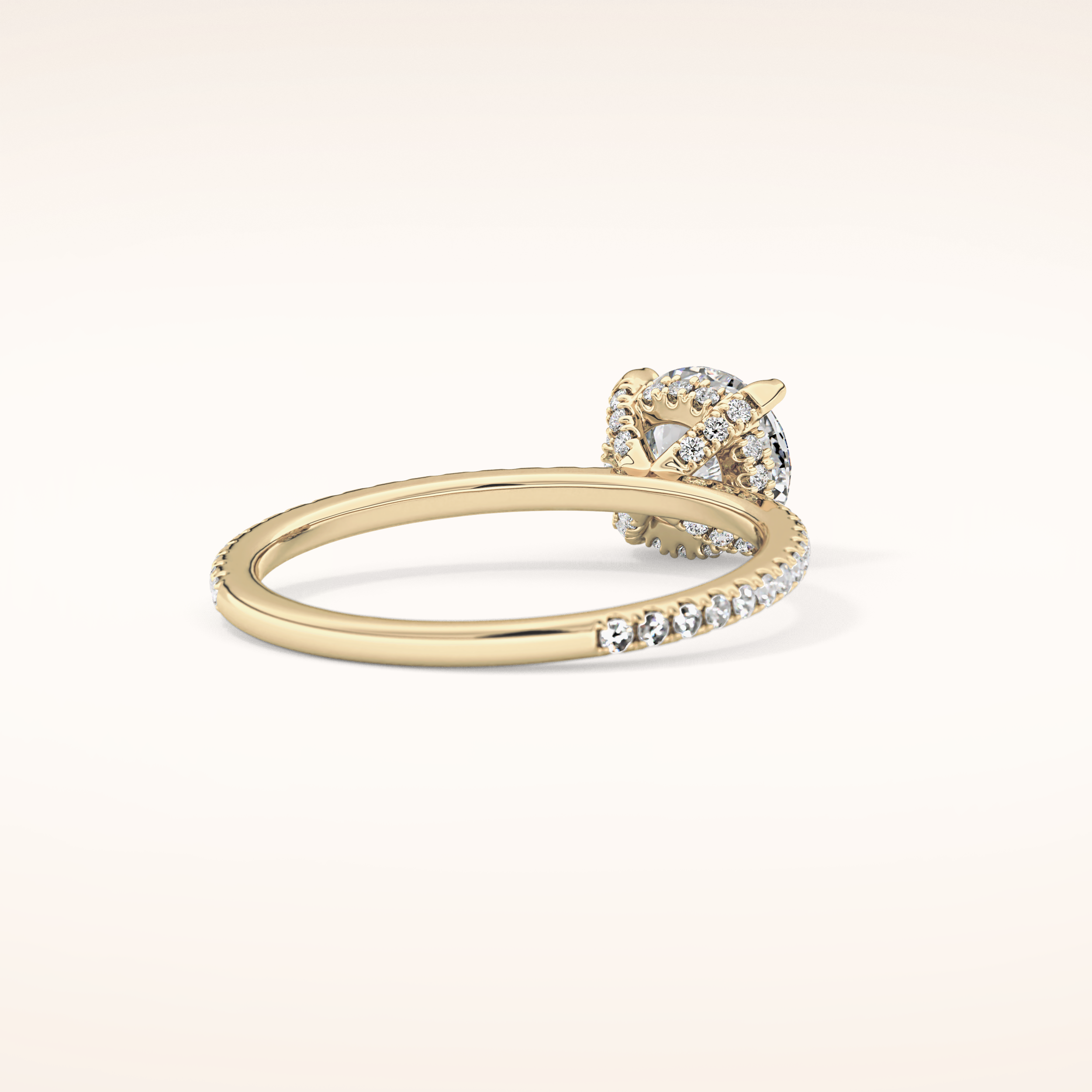 1.03 CT Round Shaped Hidden Halo & Pave Moissanite Engagement Ring