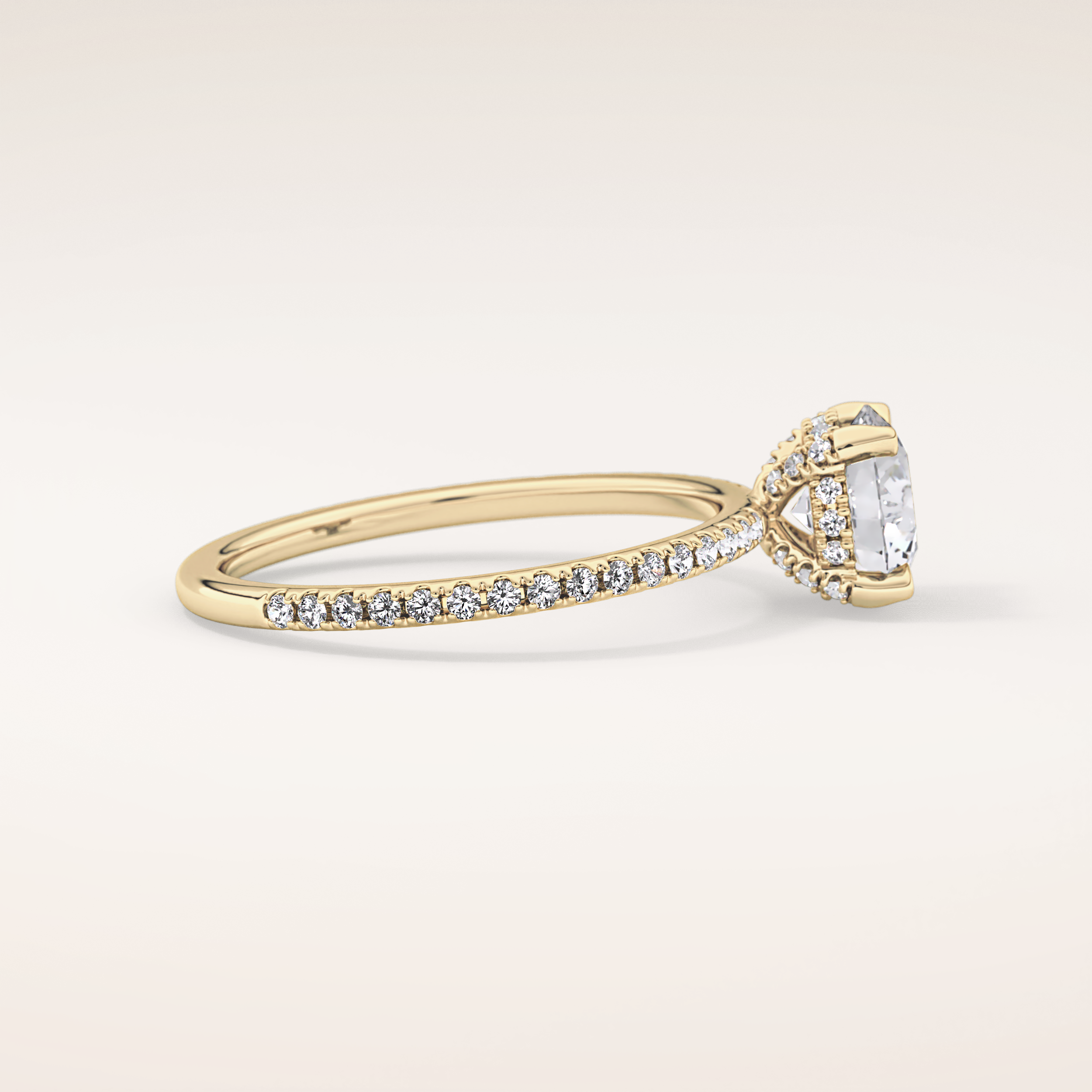 1.03 CT Round Shaped Hidden Halo & Pave Moissanite Engagement Ring
