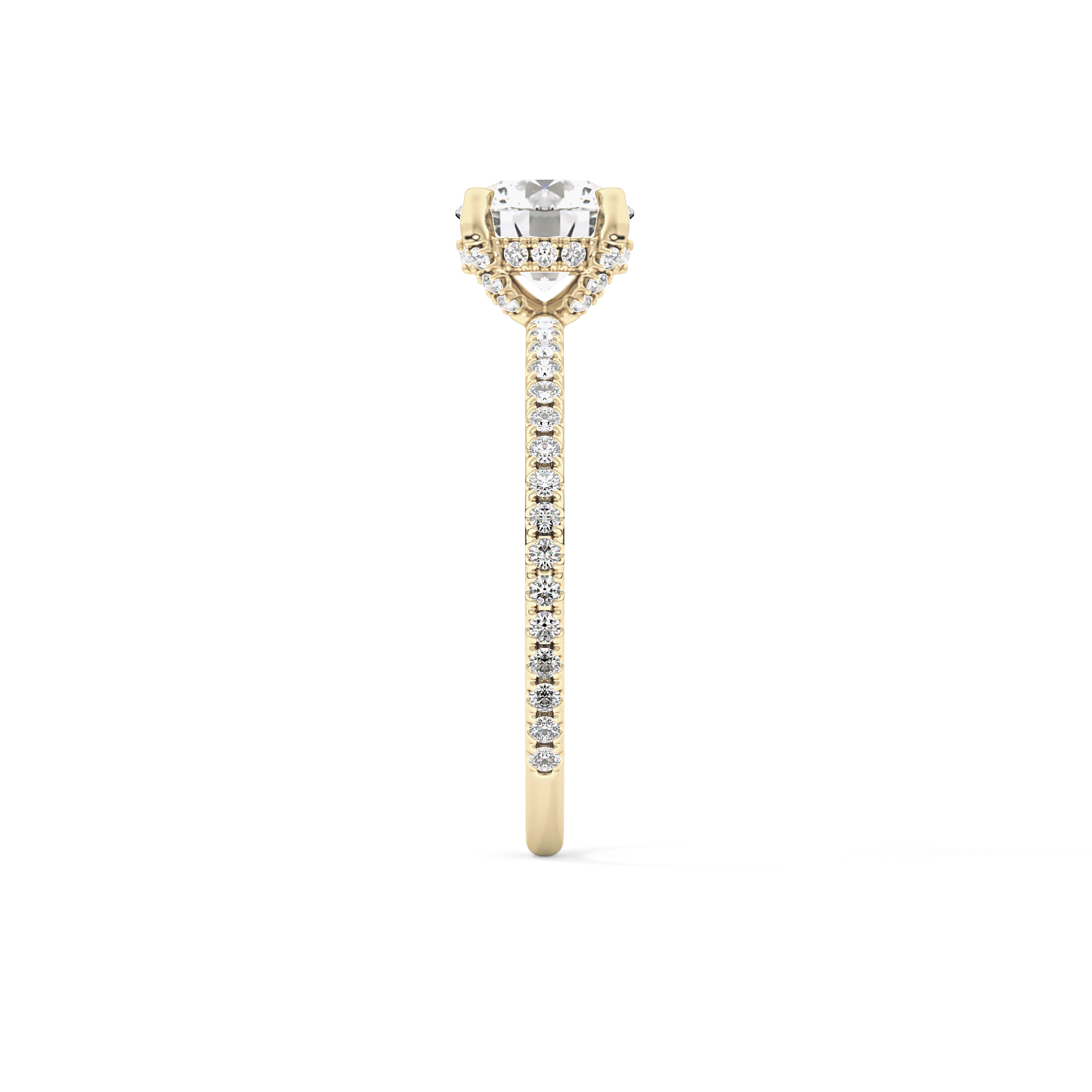 Round Hidden Halo & Pave Lab Grown Diamond Engagement Ring