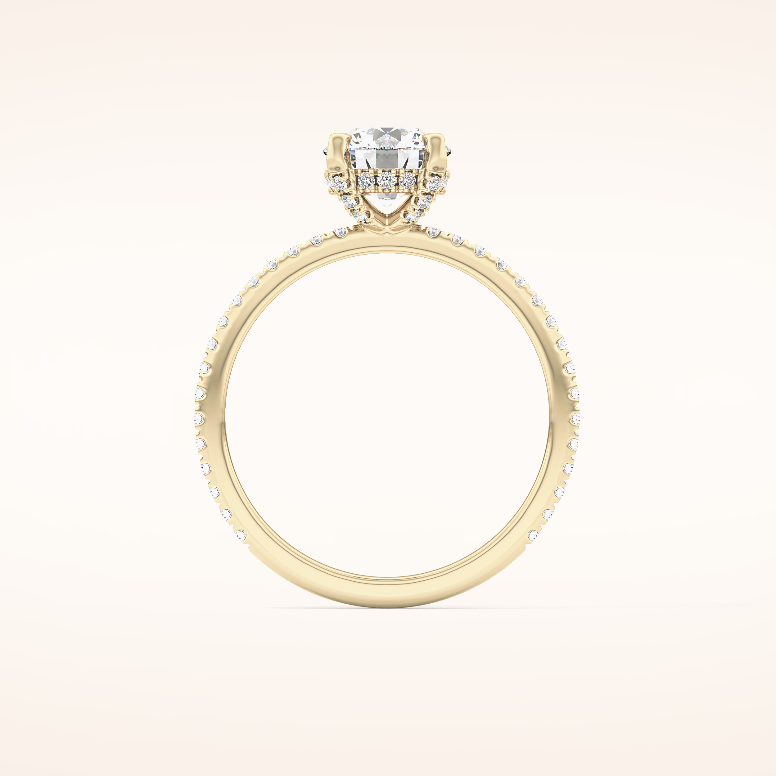 1.03 CT Round Shaped Hidden Halo & Pave Moissanite Engagement Ring