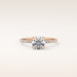 1.03 CT Round Shaped Hidden Halo & Pave Moissanite Engagement Ring