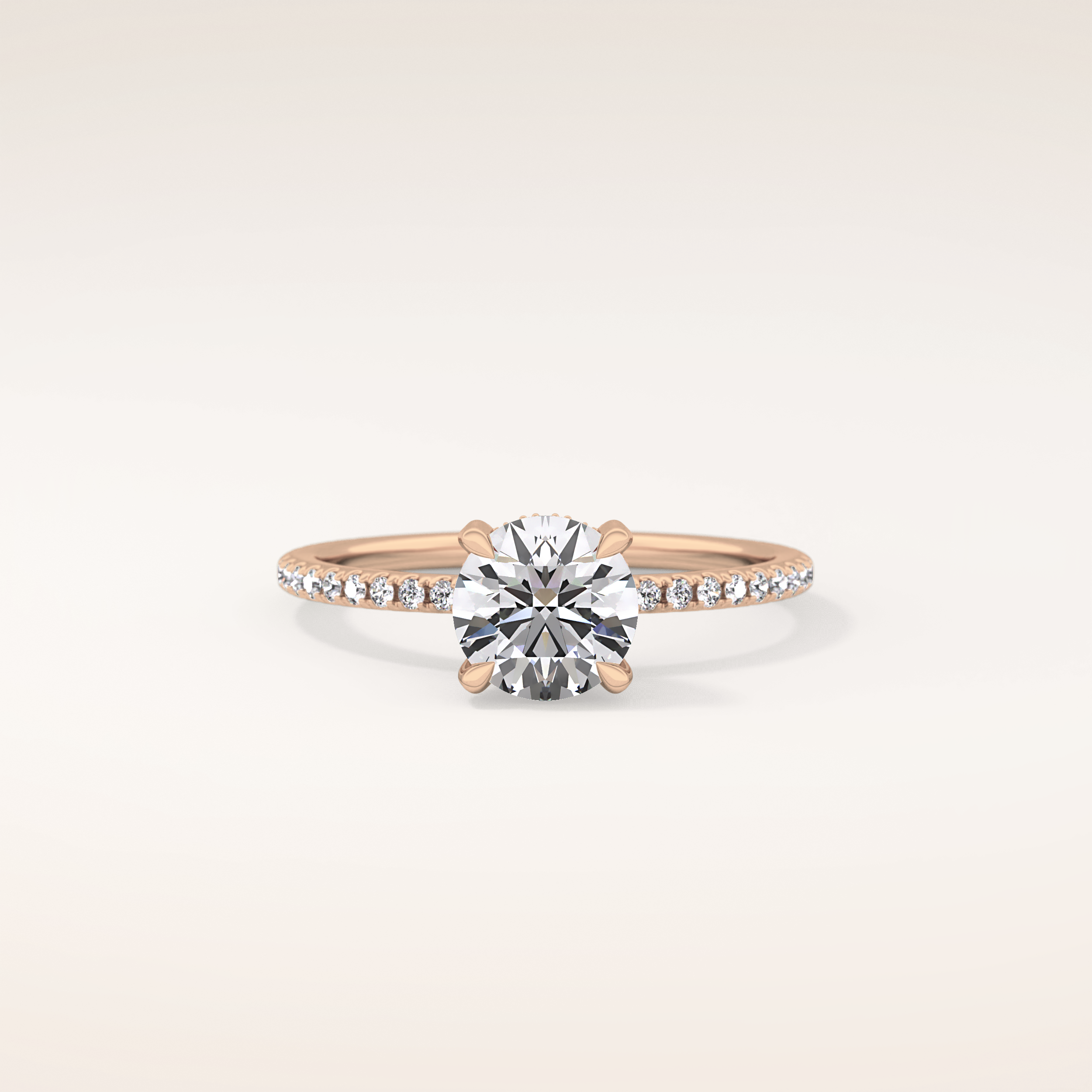 1.03 CT Round Shaped Hidden Halo & Pave Moissanite Engagement Ring