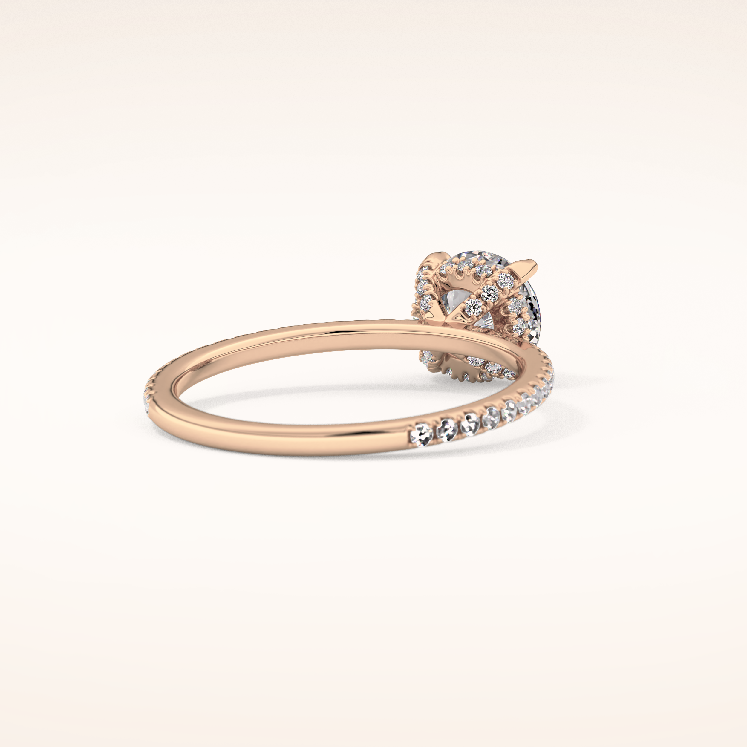 1.03 CT Round Shaped Hidden Halo & Pave Moissanite Engagement Ring