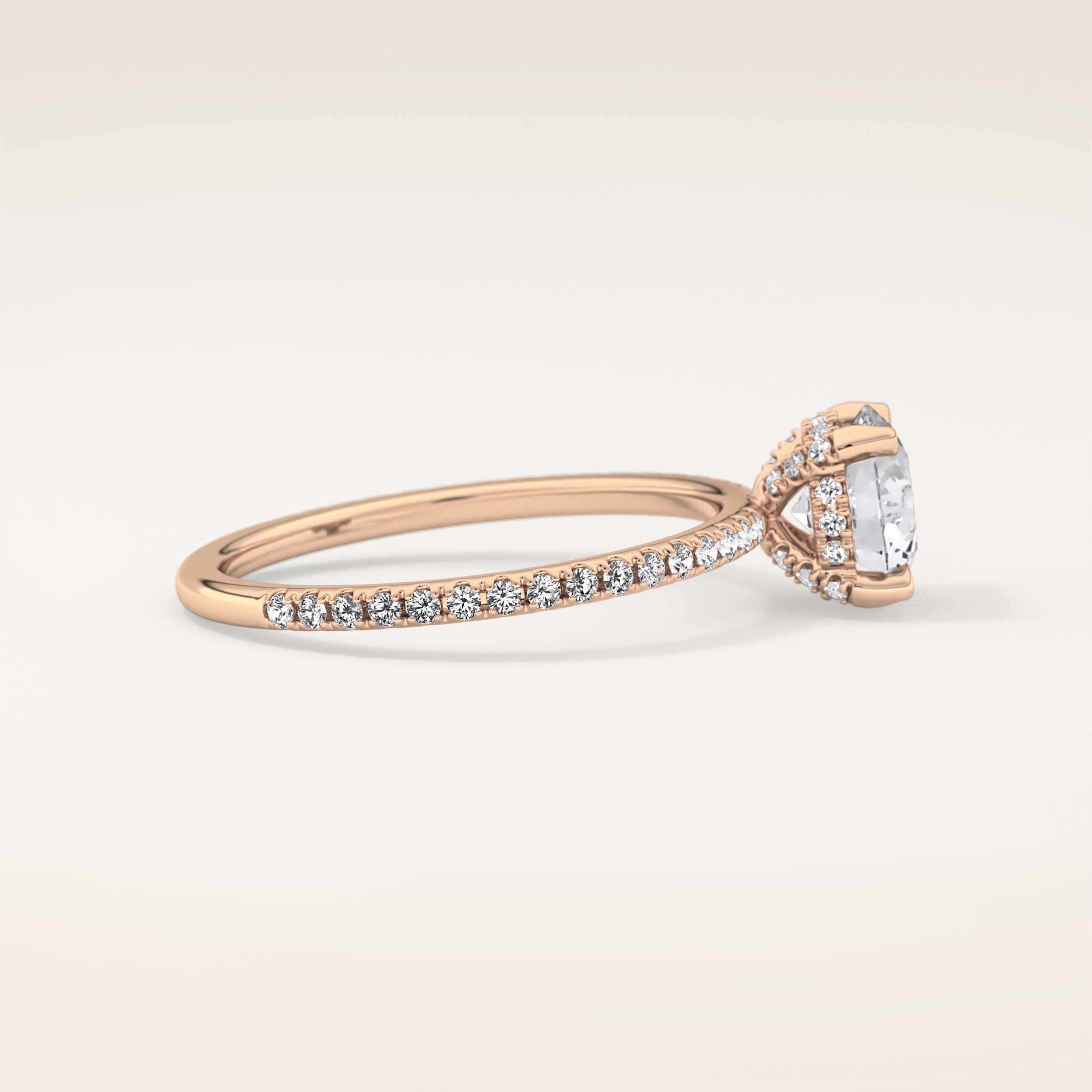 1.03 CT Round Shaped Hidden Halo & Pave Moissanite Engagement Ring