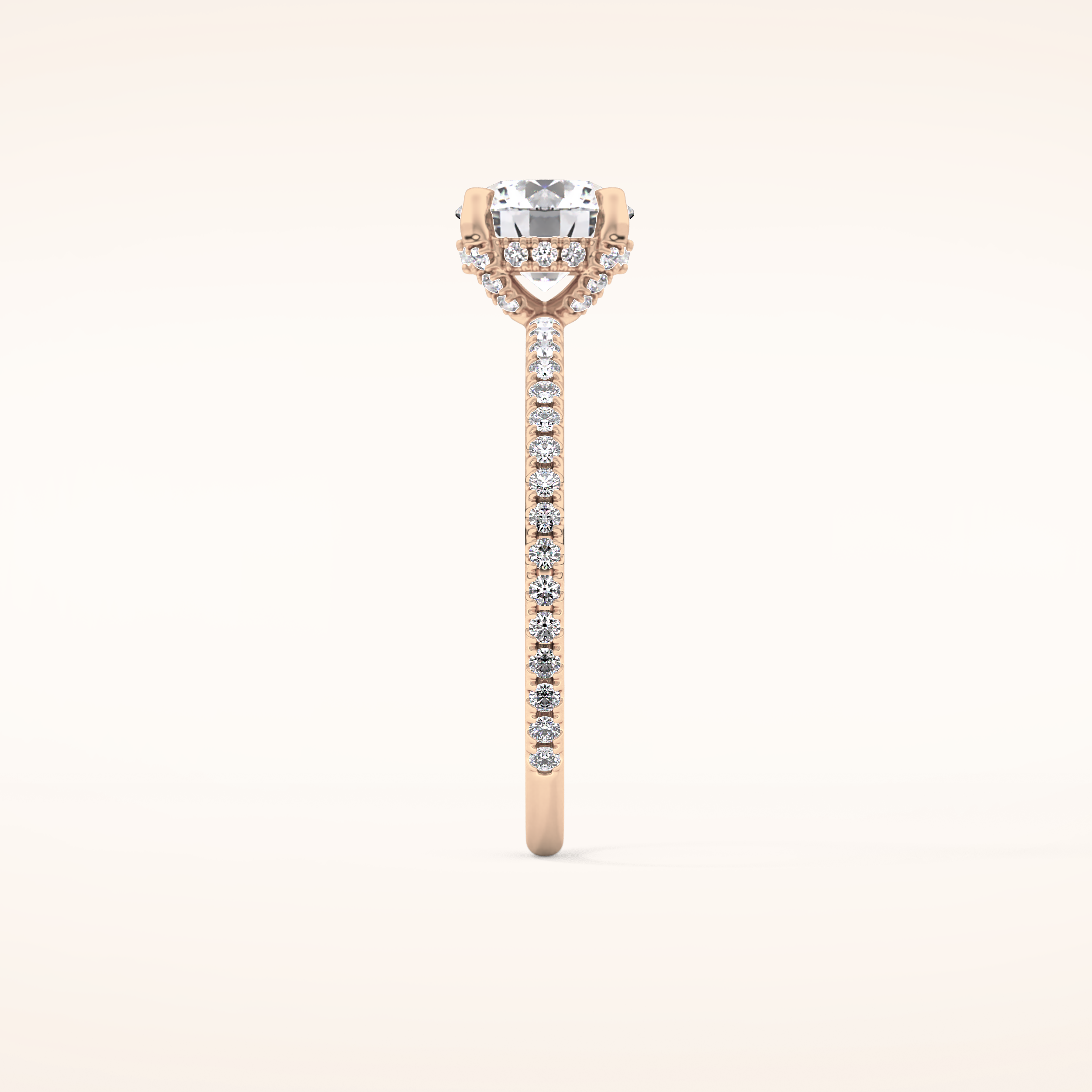 1.03 CT Round Shaped Hidden Halo & Pave Moissanite Engagement Ring
