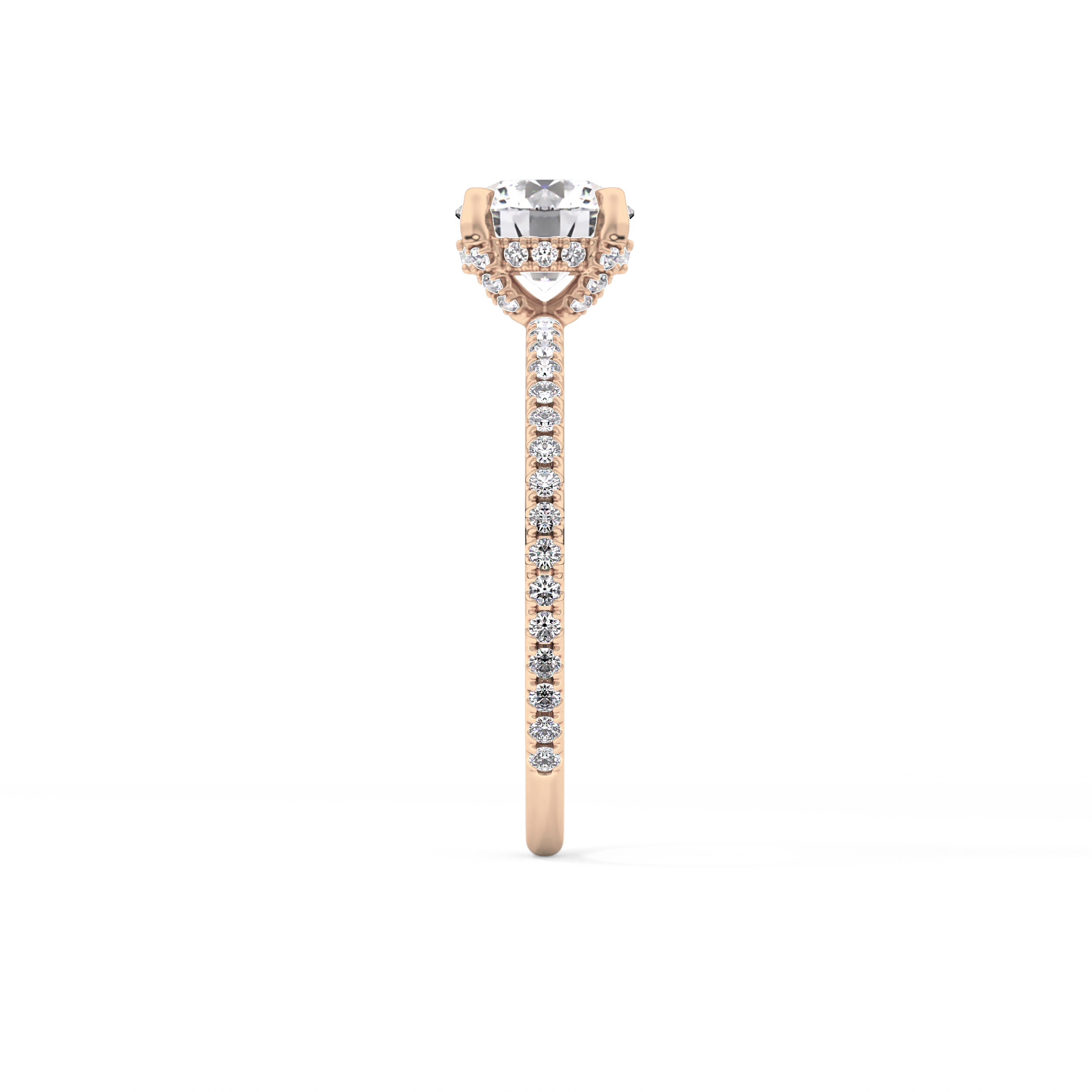 Round Hidden Halo & Pave Lab Grown Diamond Engagement Ring