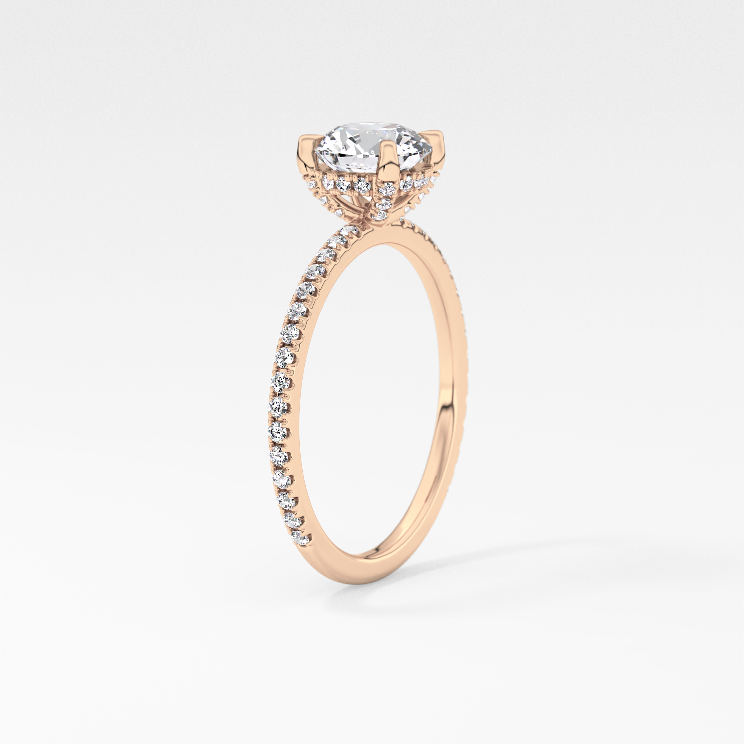 Round Hidden Halo & Pave Lab Grown Diamond Engagement Ring