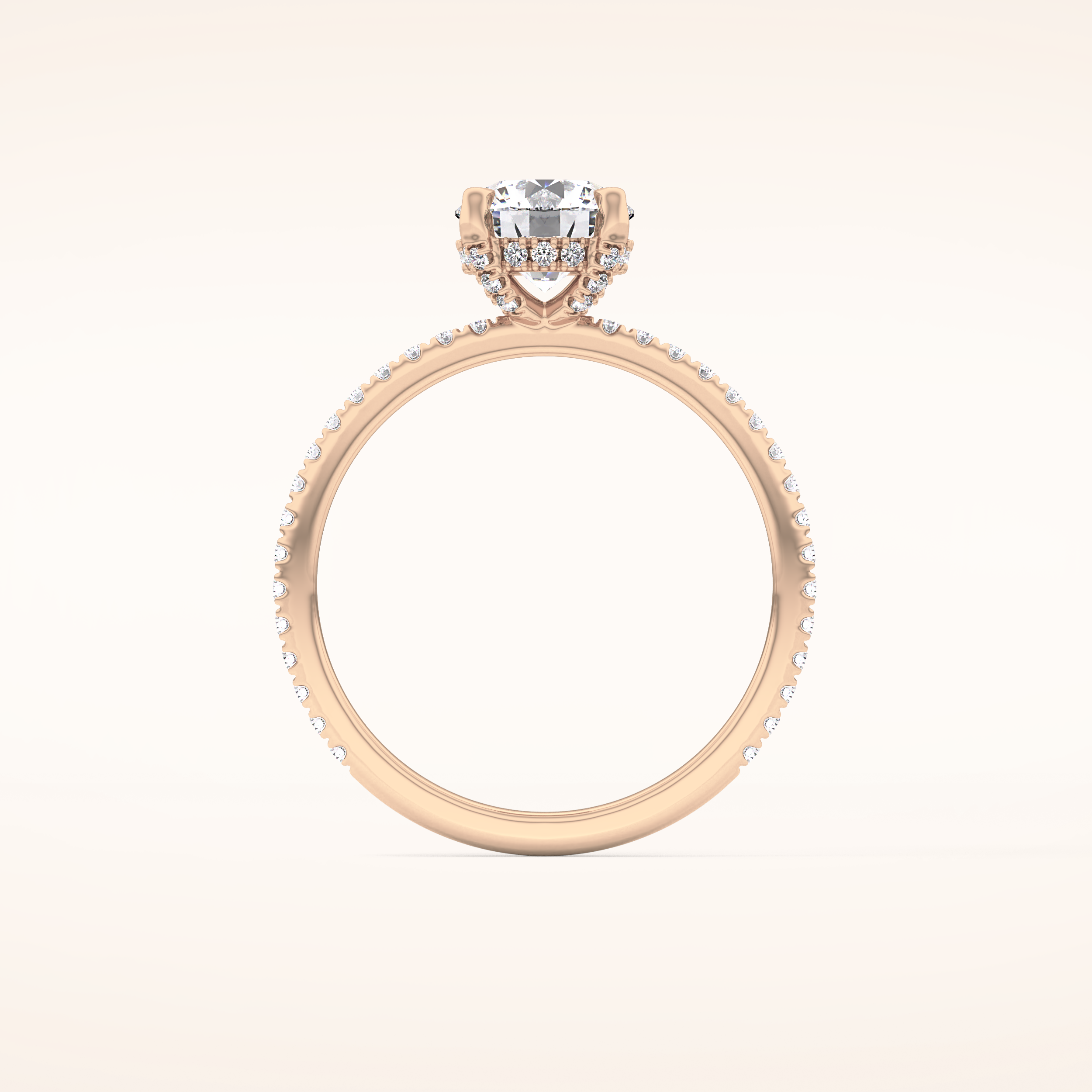 1.03 CT Round Shaped Hidden Halo & Pave Moissanite Engagement Ring