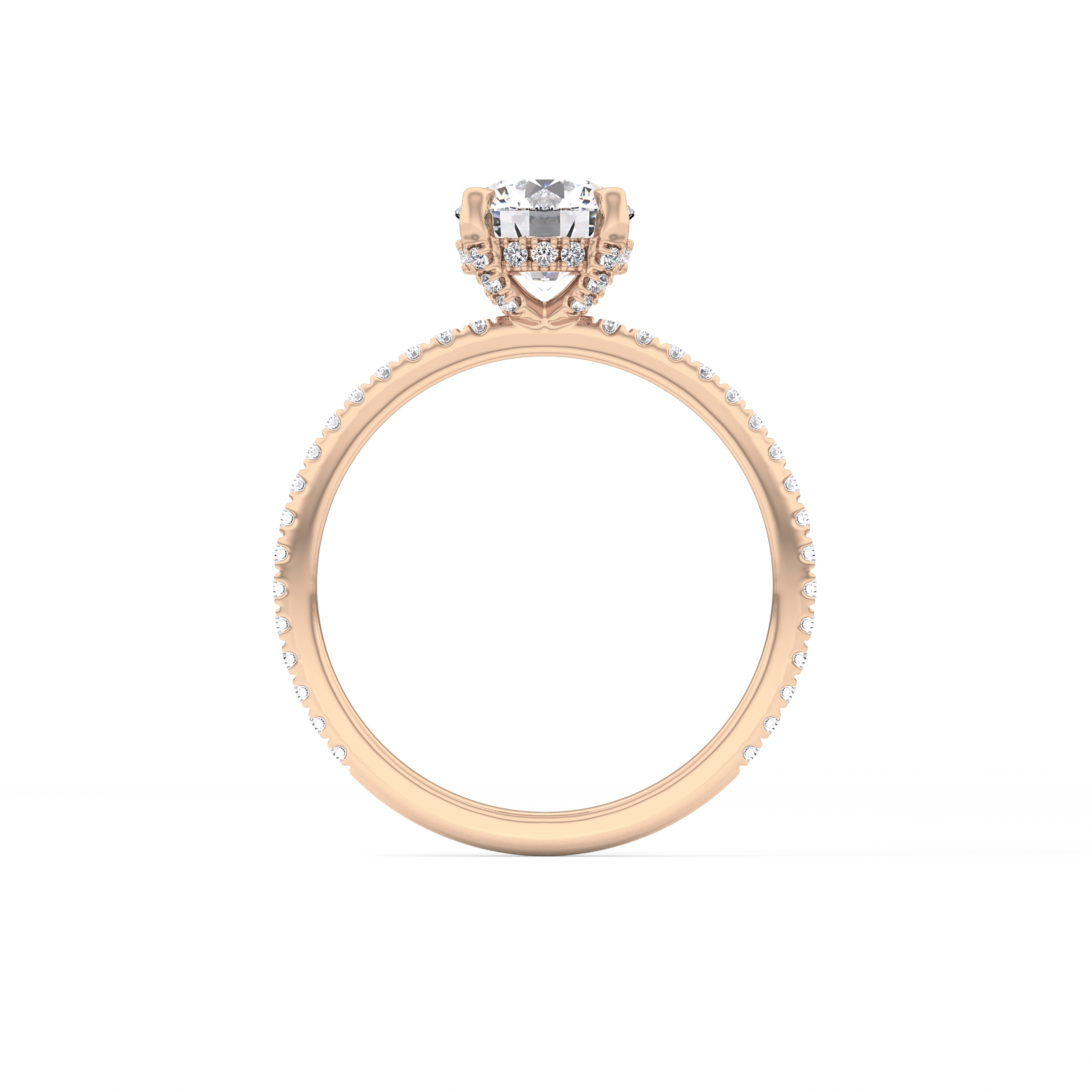 Round Hidden Halo & Pave Lab Grown Diamond Engagement Ring