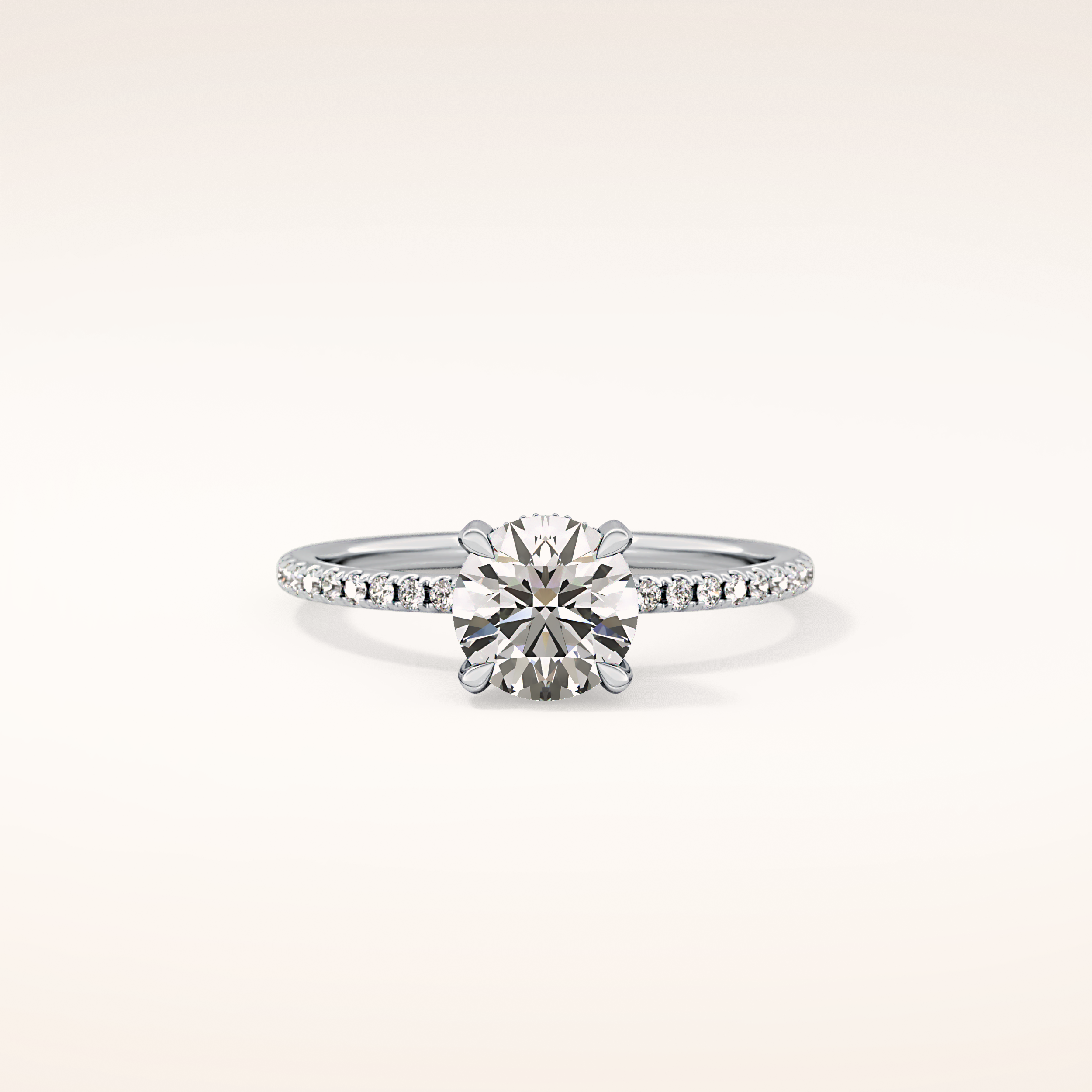 1.03 CT Round Shaped Hidden Halo & Pave Moissanite Engagement Ring