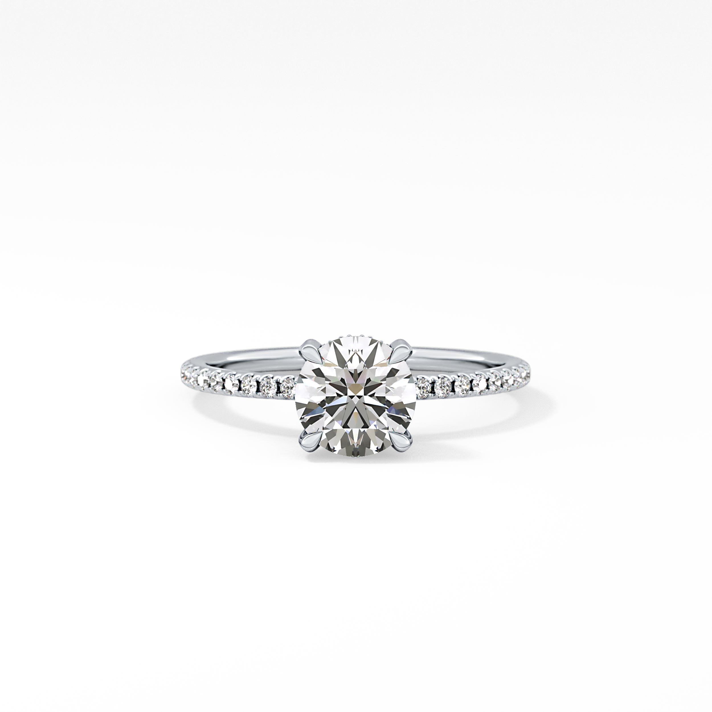 Round Hidden Halo & Pave Lab Grown Diamond Engagement Ring
