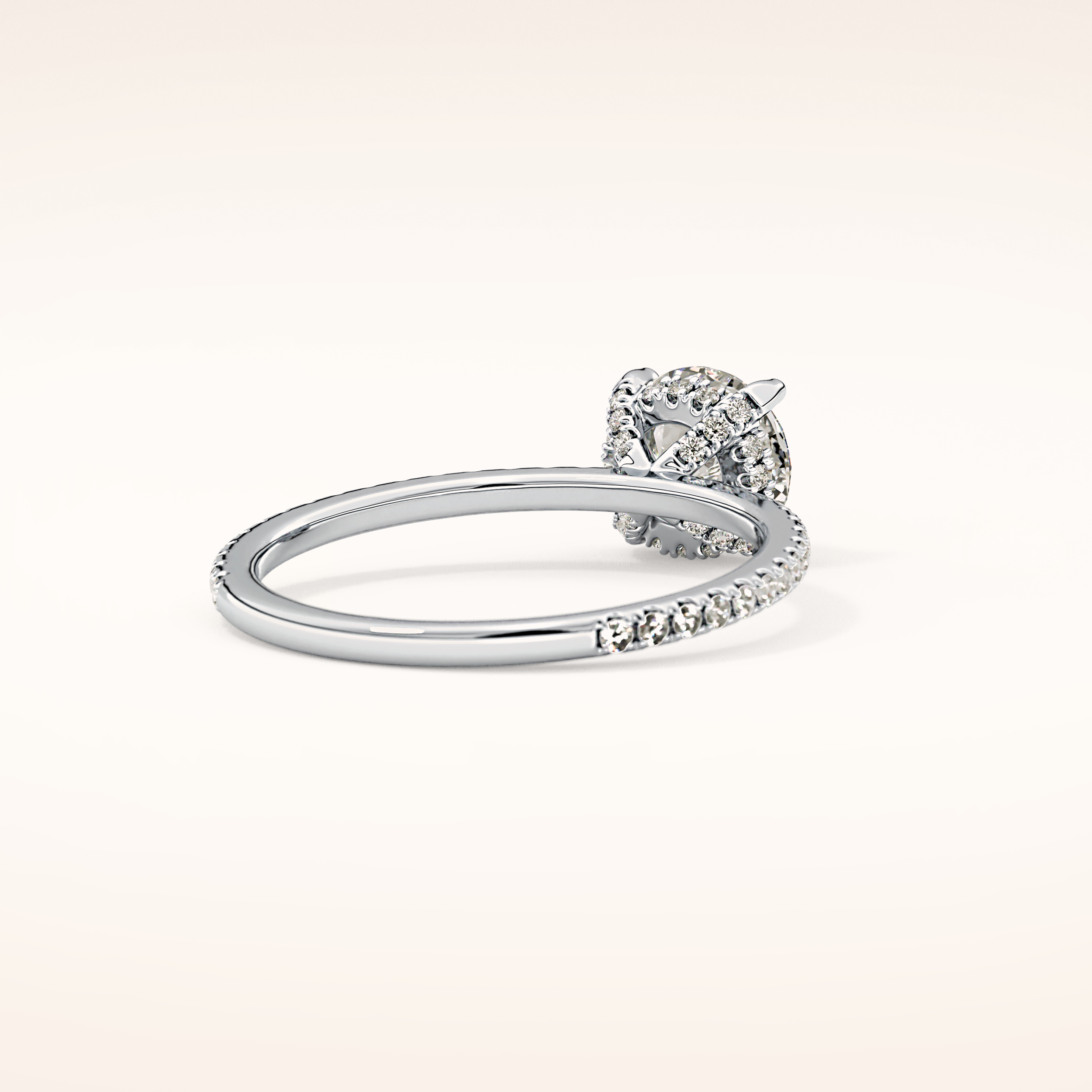 1.03 CT Round Shaped Hidden Halo & Pave Moissanite Engagement Ring