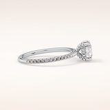 1.03 CT Round Shaped Hidden Halo & Pave Moissanite Engagement Ring