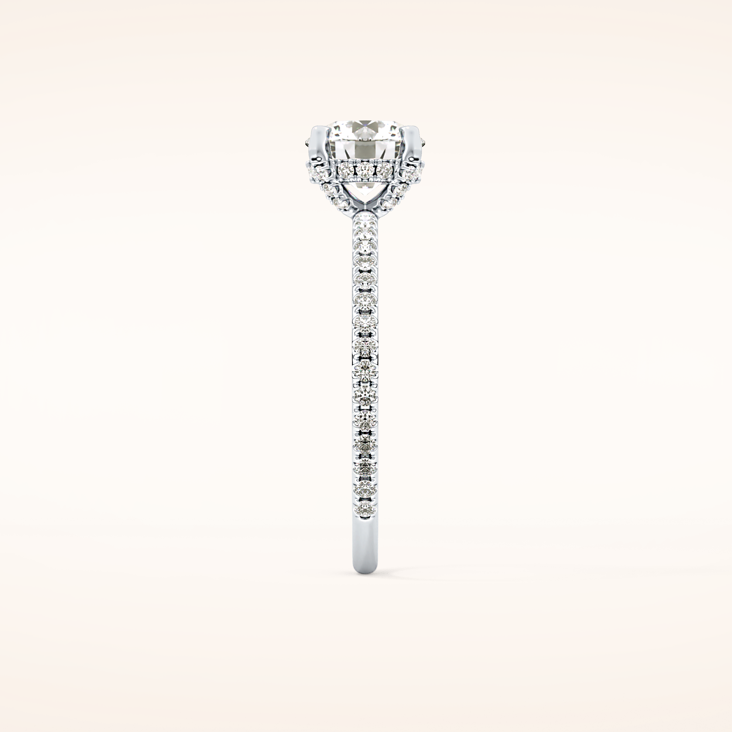 1.03 CT Round Shaped Hidden Halo & Pave Moissanite Engagement Ring