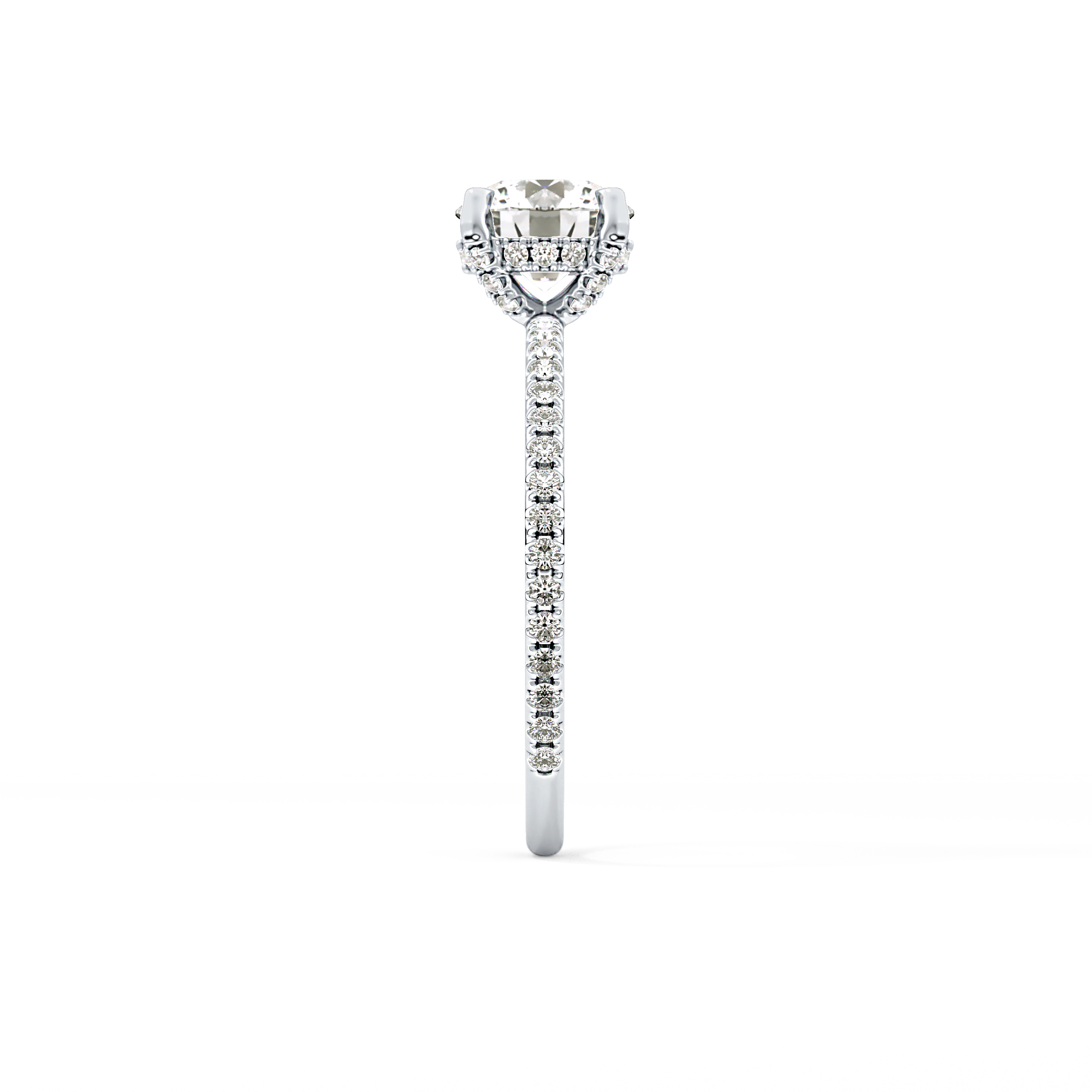 Round Hidden Halo & Pave Lab Grown Diamond Engagement Ring