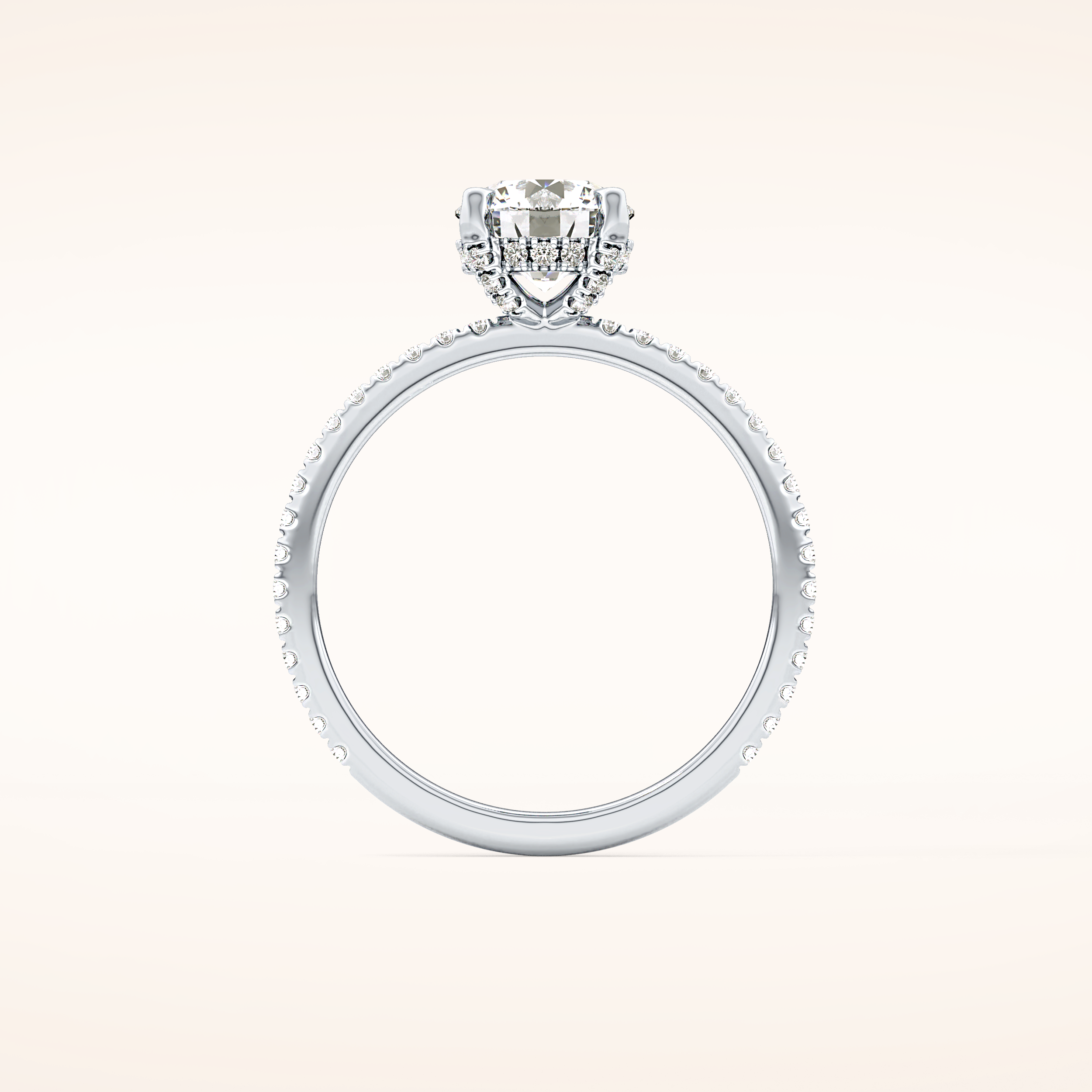 1.03 CT Round Shaped Hidden Halo & Pave Moissanite Engagement Ring