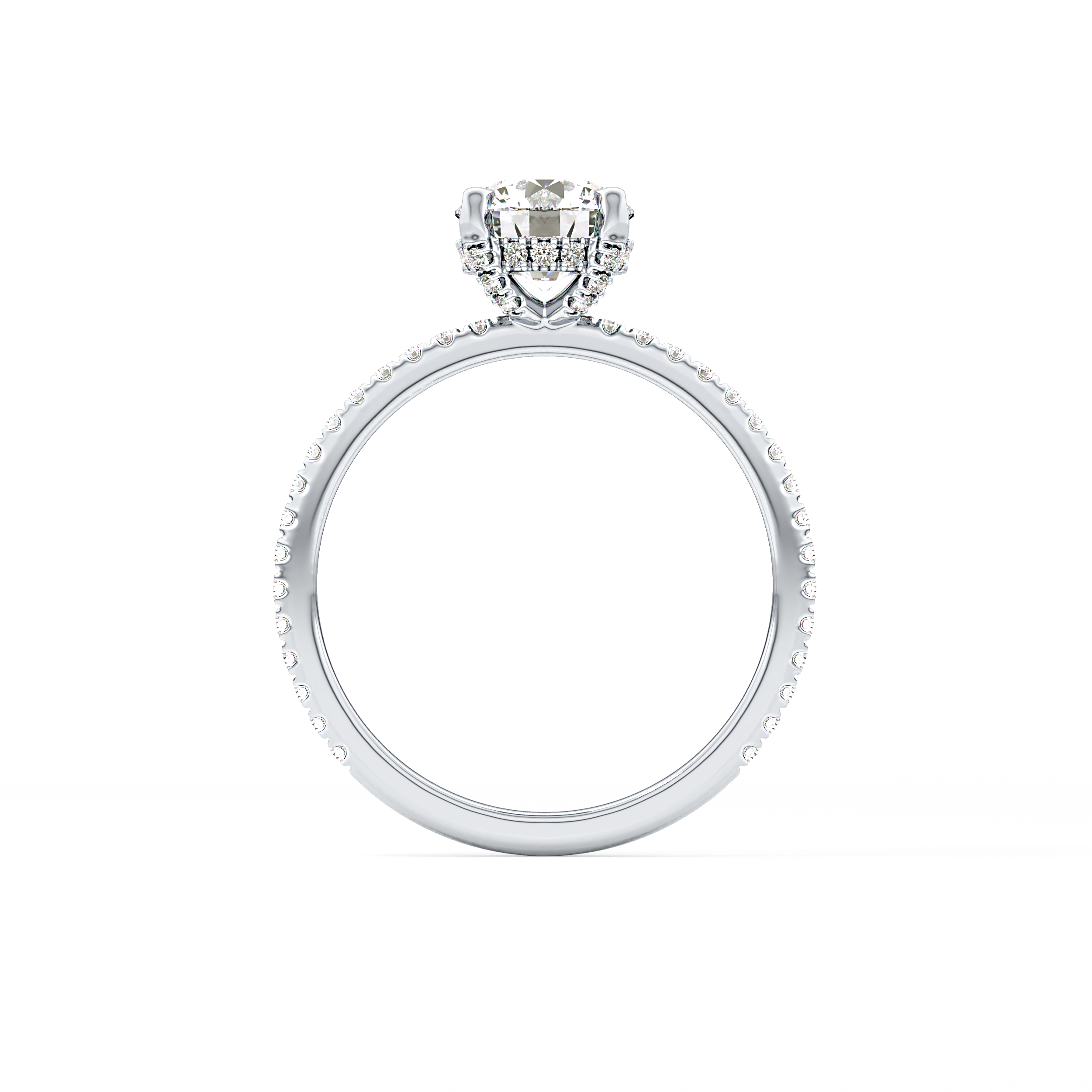 Round Hidden Halo & Pave Lab Grown Diamond Engagement Ring